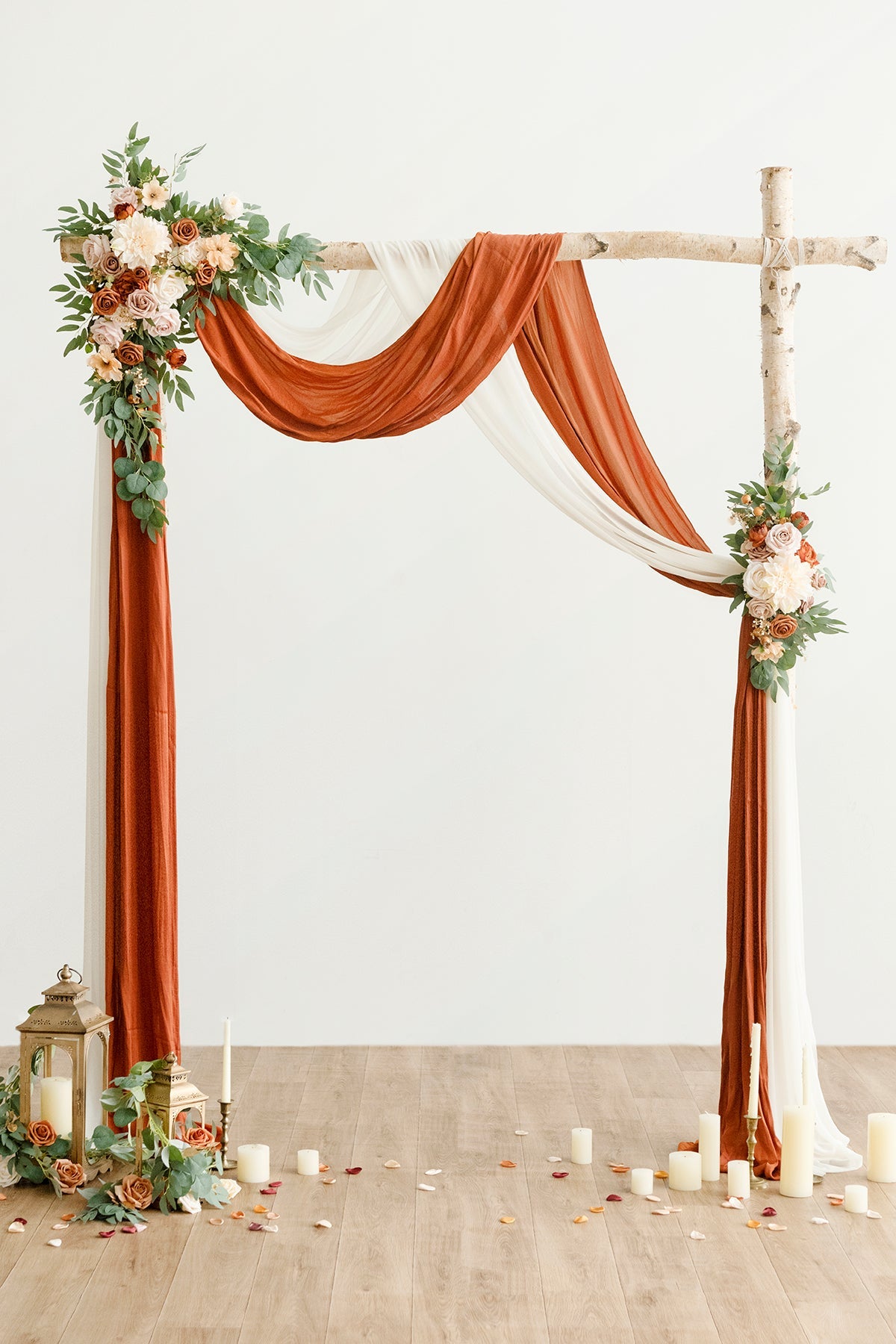 Flower Arch Decor with Drapes in Terracotta