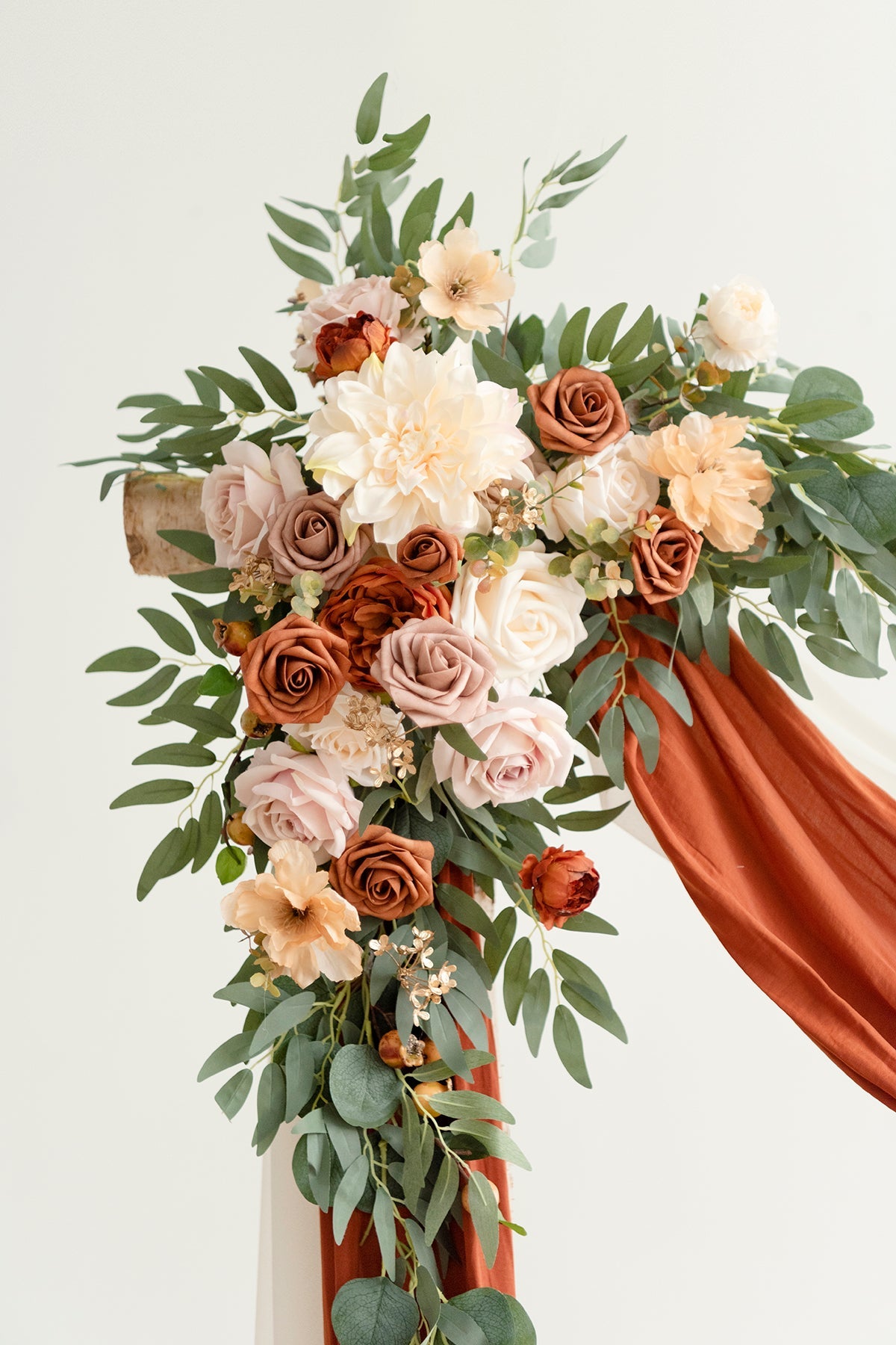 Flower Arch Decor with Drapes in Terracotta