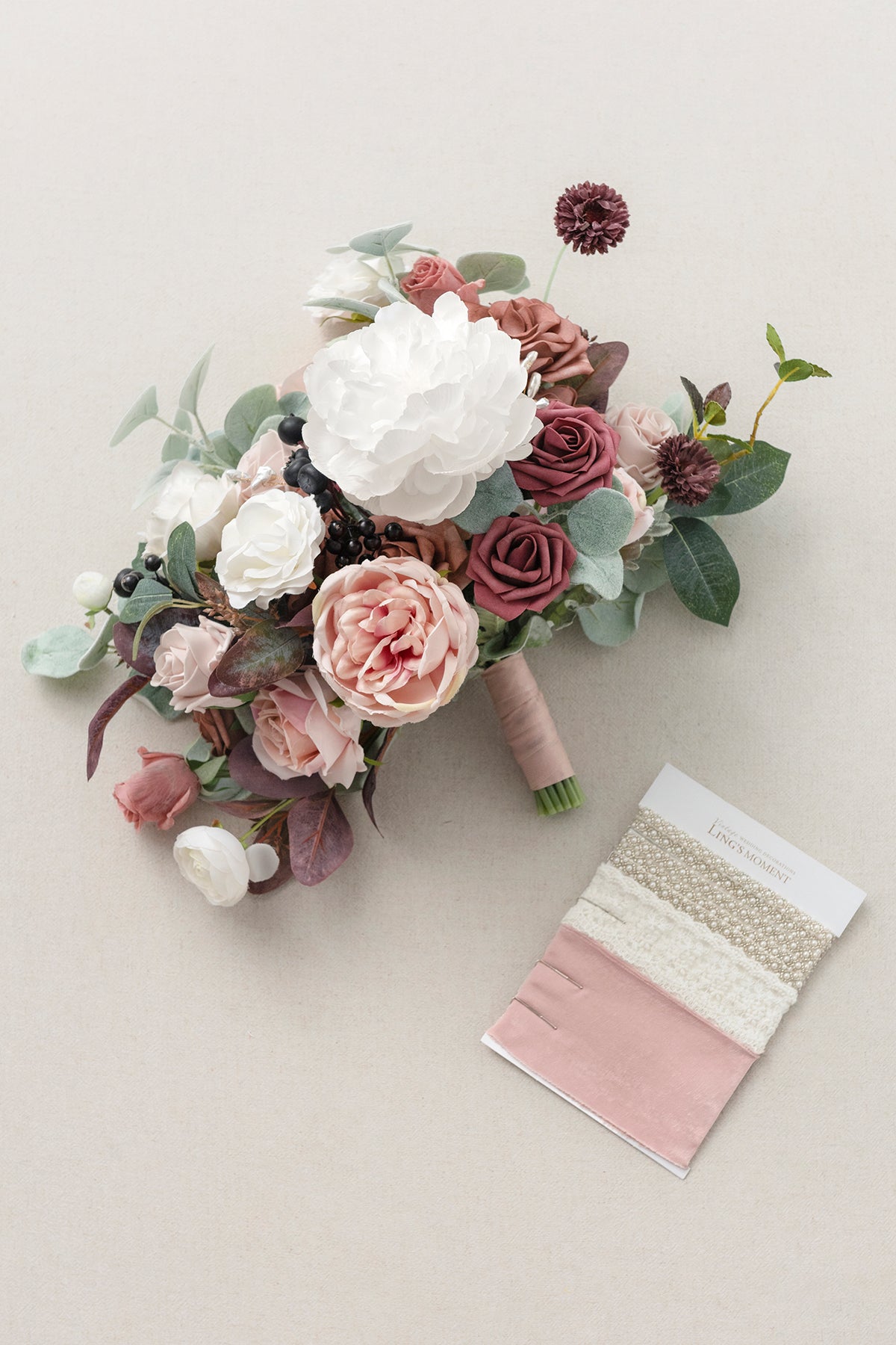 Large Free-Form Bridal Bouquet in Dusty Rose & Mauve