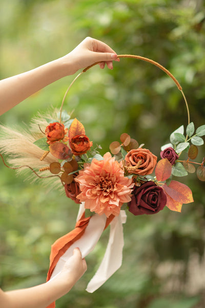 Hoop Bridesmaid Bouquets in Sunset Terracotta