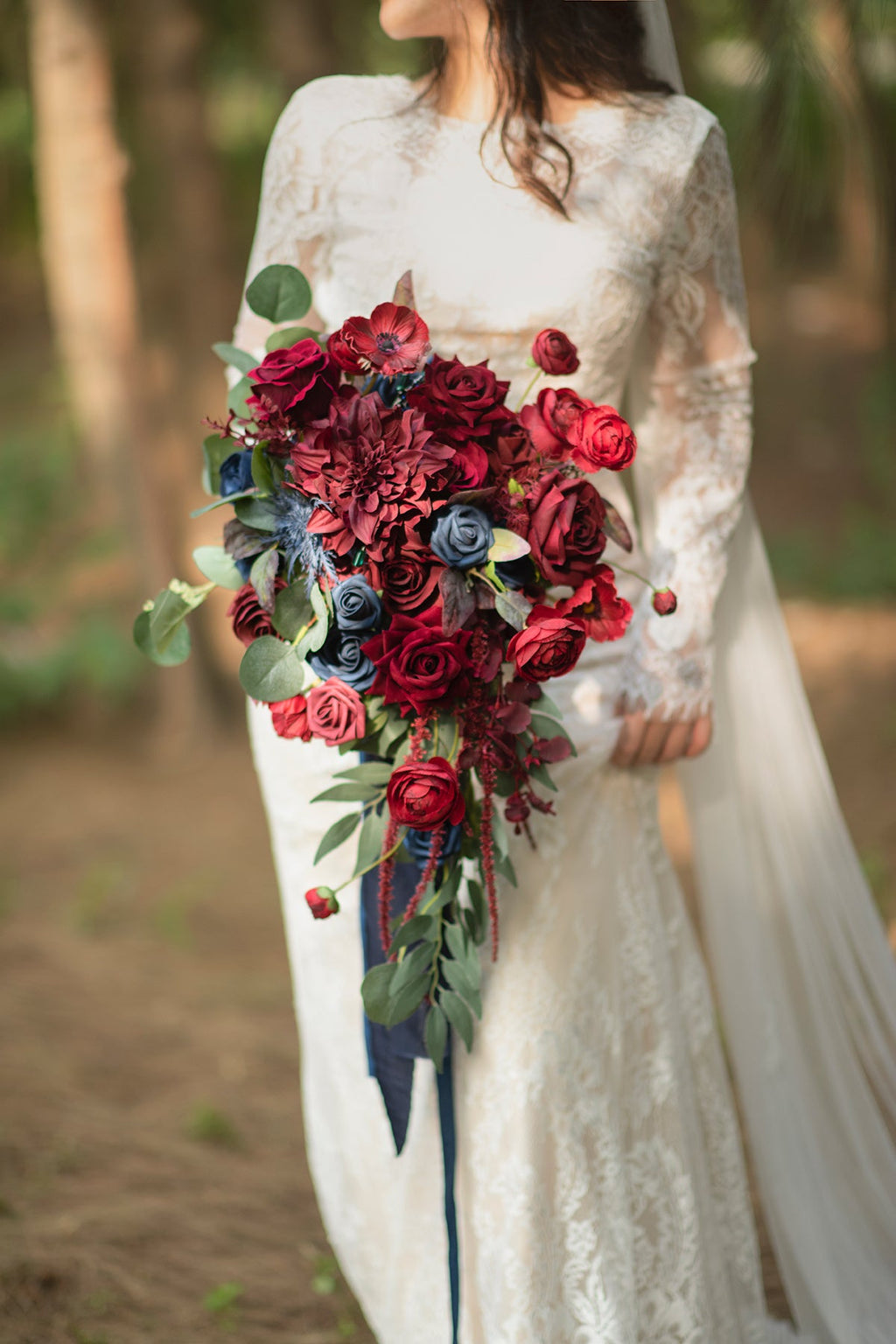 Standard Free-Form Bridal Bouquet in Burgundy & Navy