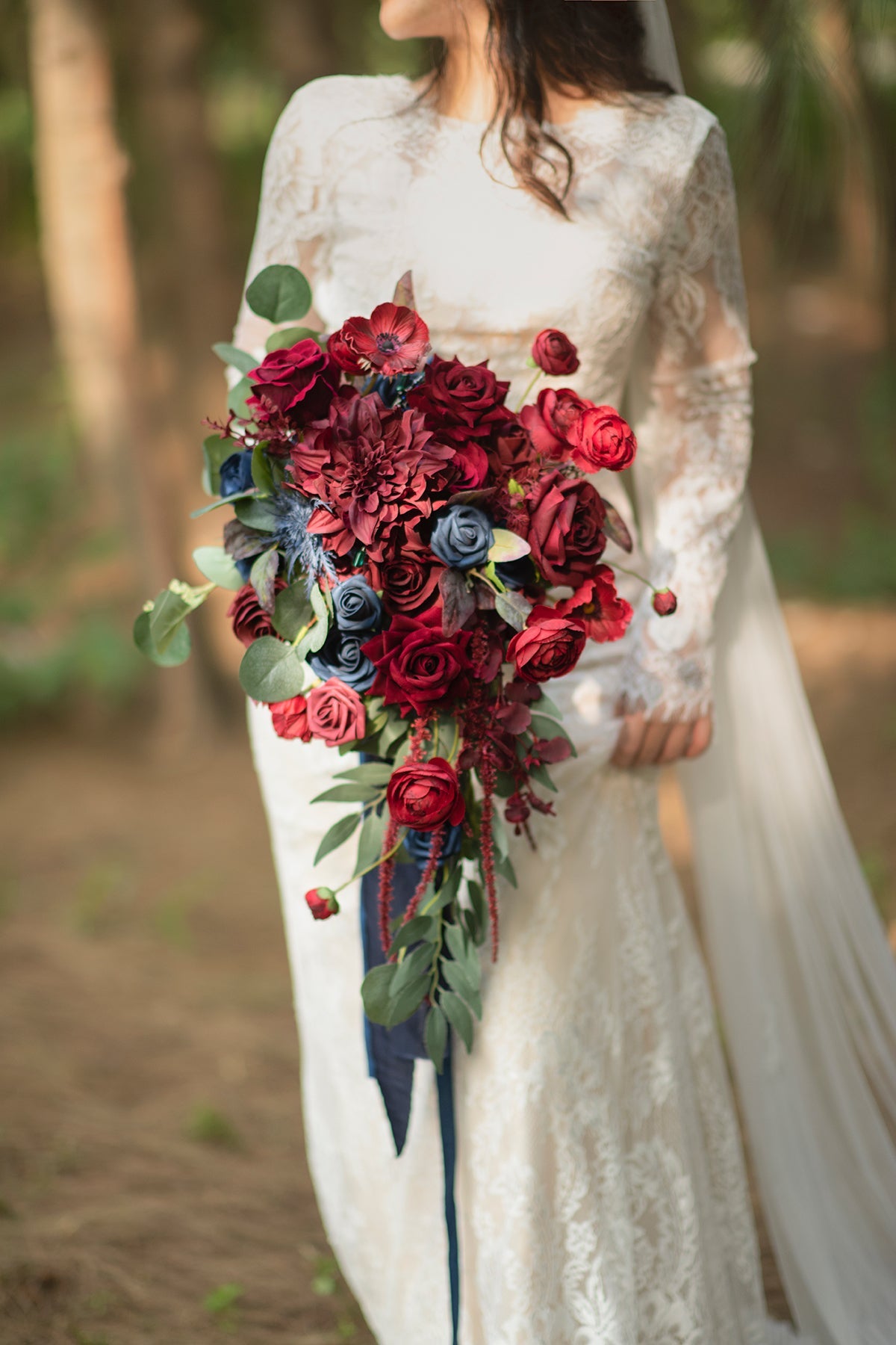 Standard Free-Form Bridal Bouquet in Burgundy & Navy