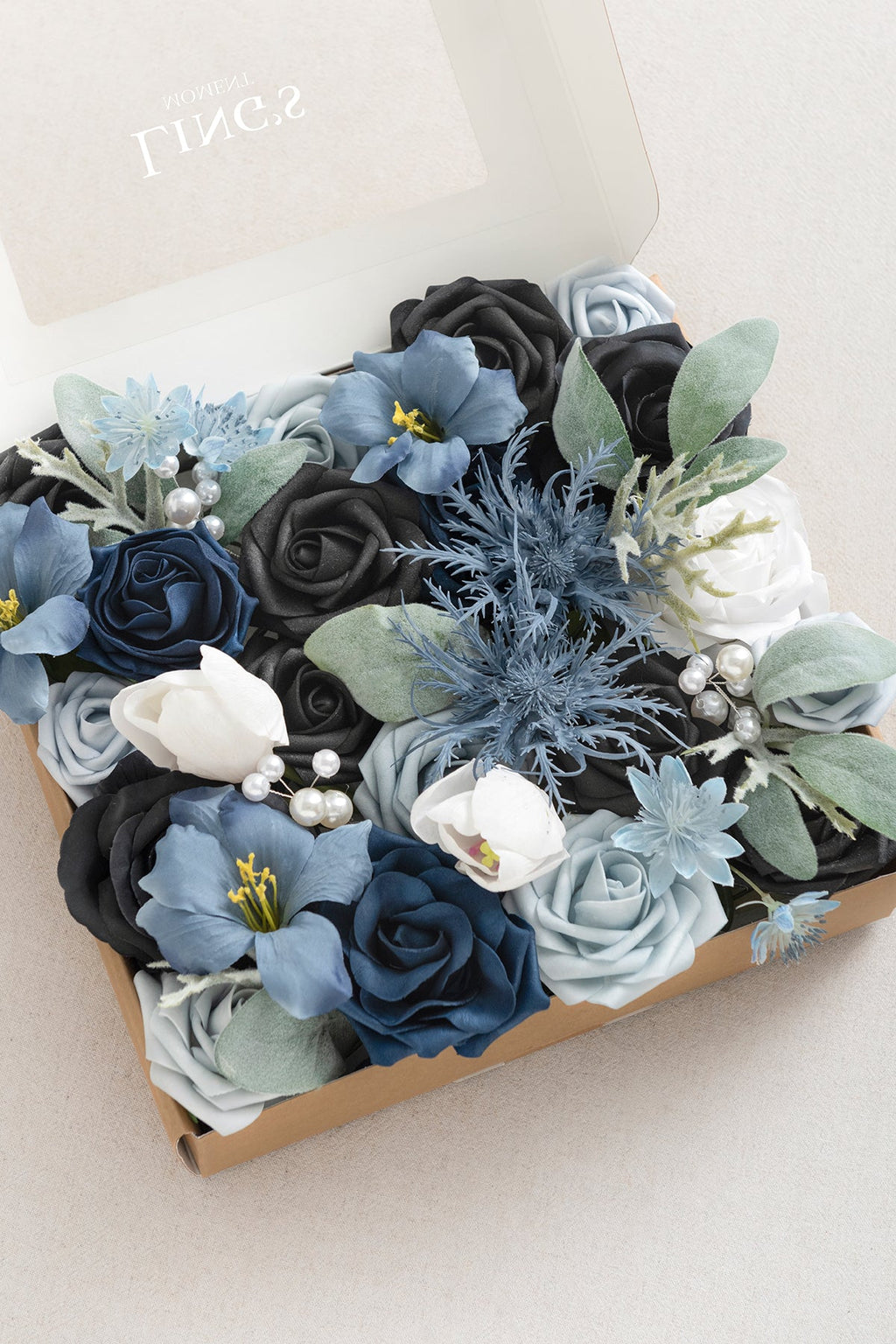 Dusty Blue & Navy Designer Flower Boxes