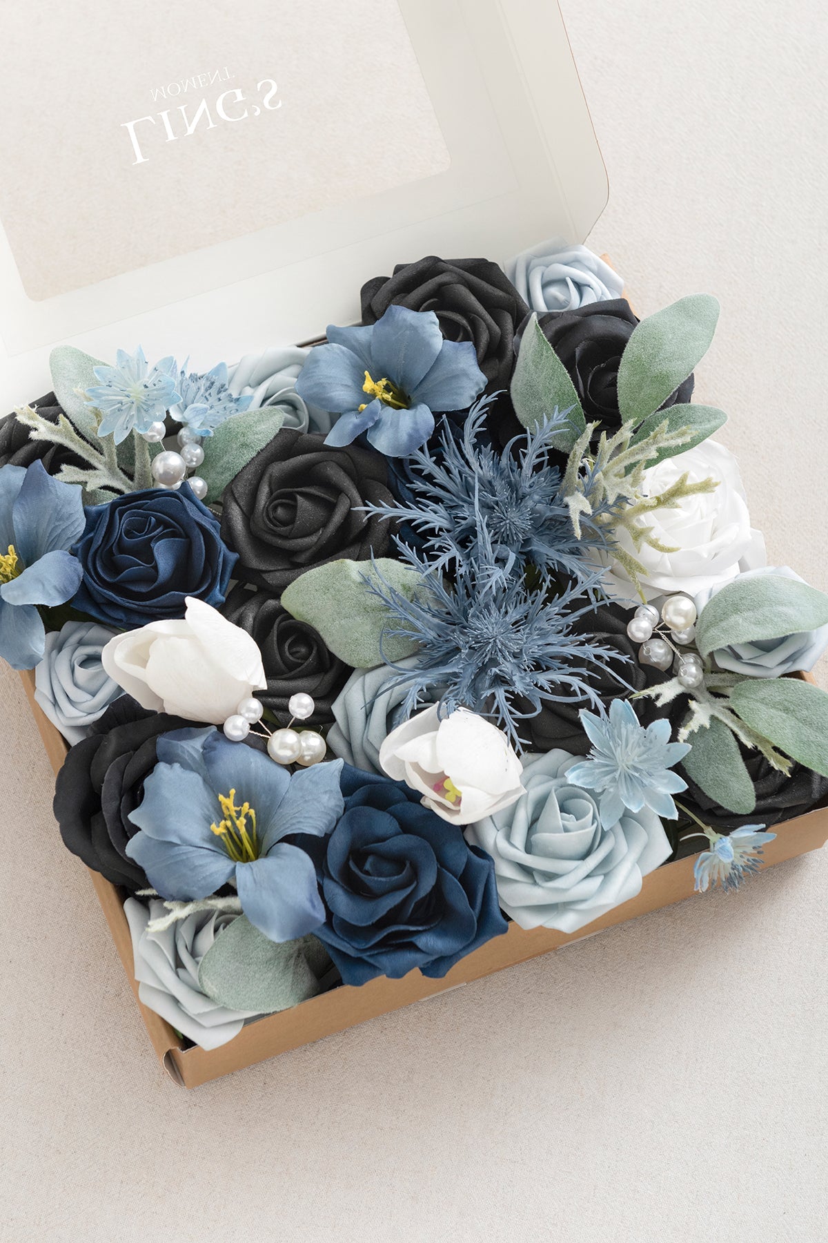 Dusty Blue & Navy Designer Flower Boxes