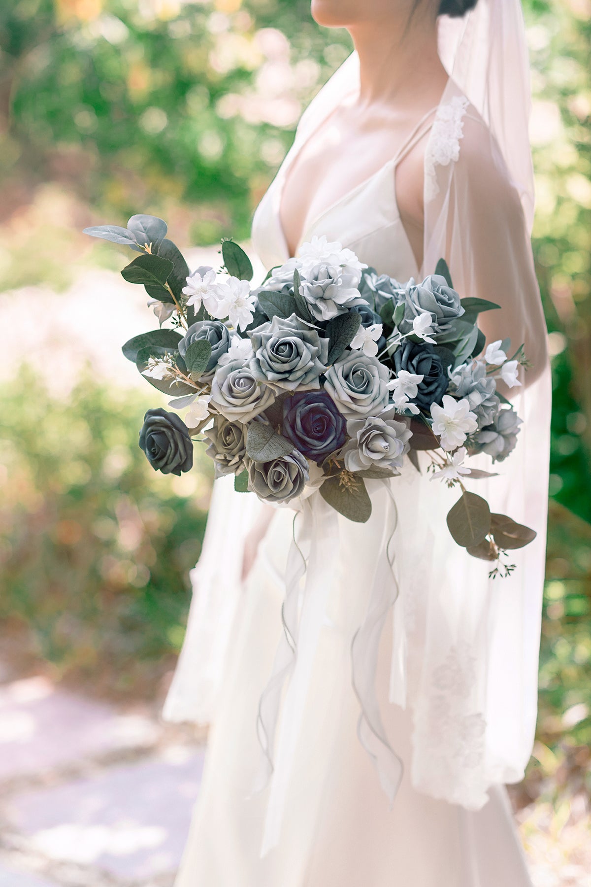 Dusty Blue & Navy Designer Flower Boxes