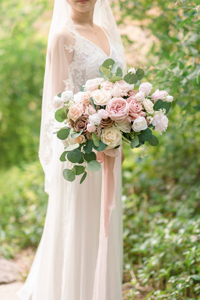 Large Free-Form Bridal Bouquet in Dusty Rose & Cream