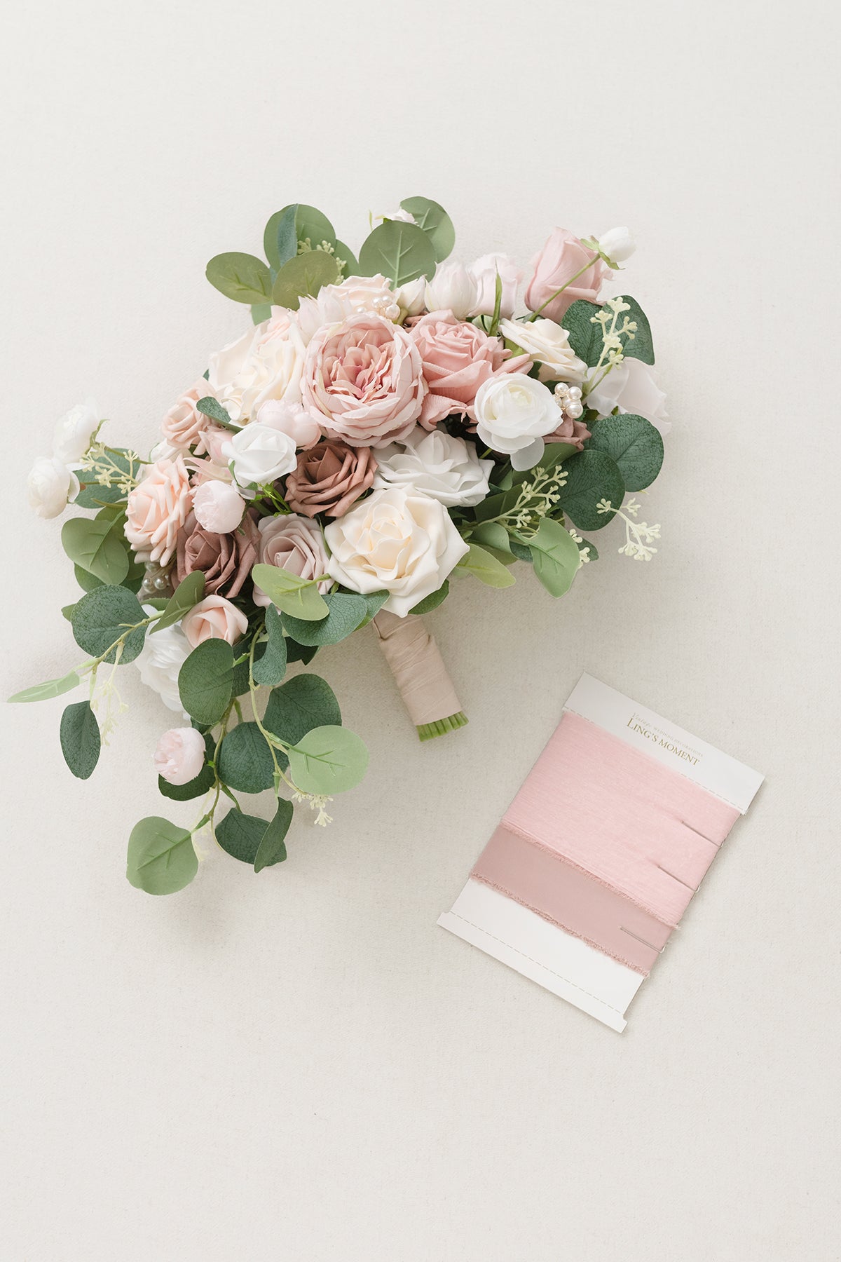 Large Free-Form Bridal Bouquet in Dusty Rose & Cream