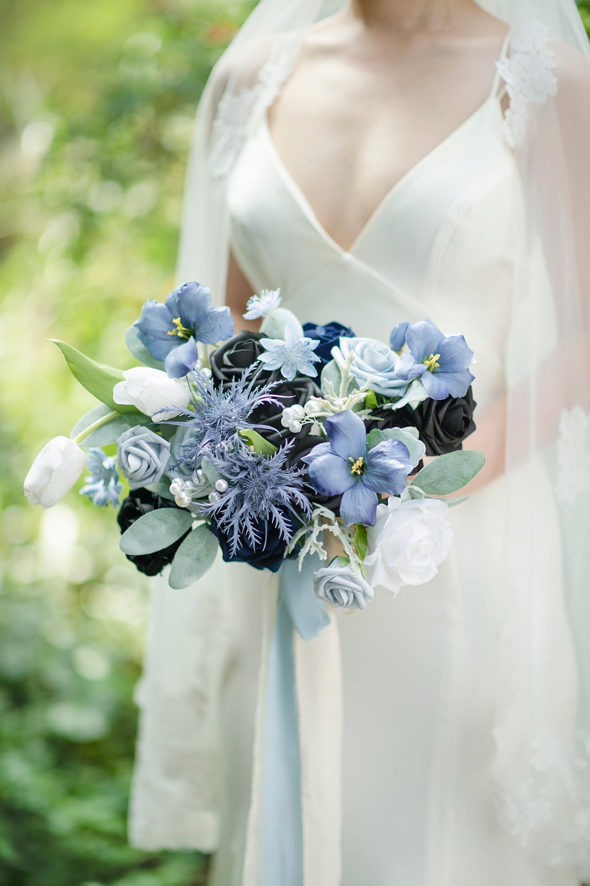 Dusty Blue & Navy Designer Flower Boxes