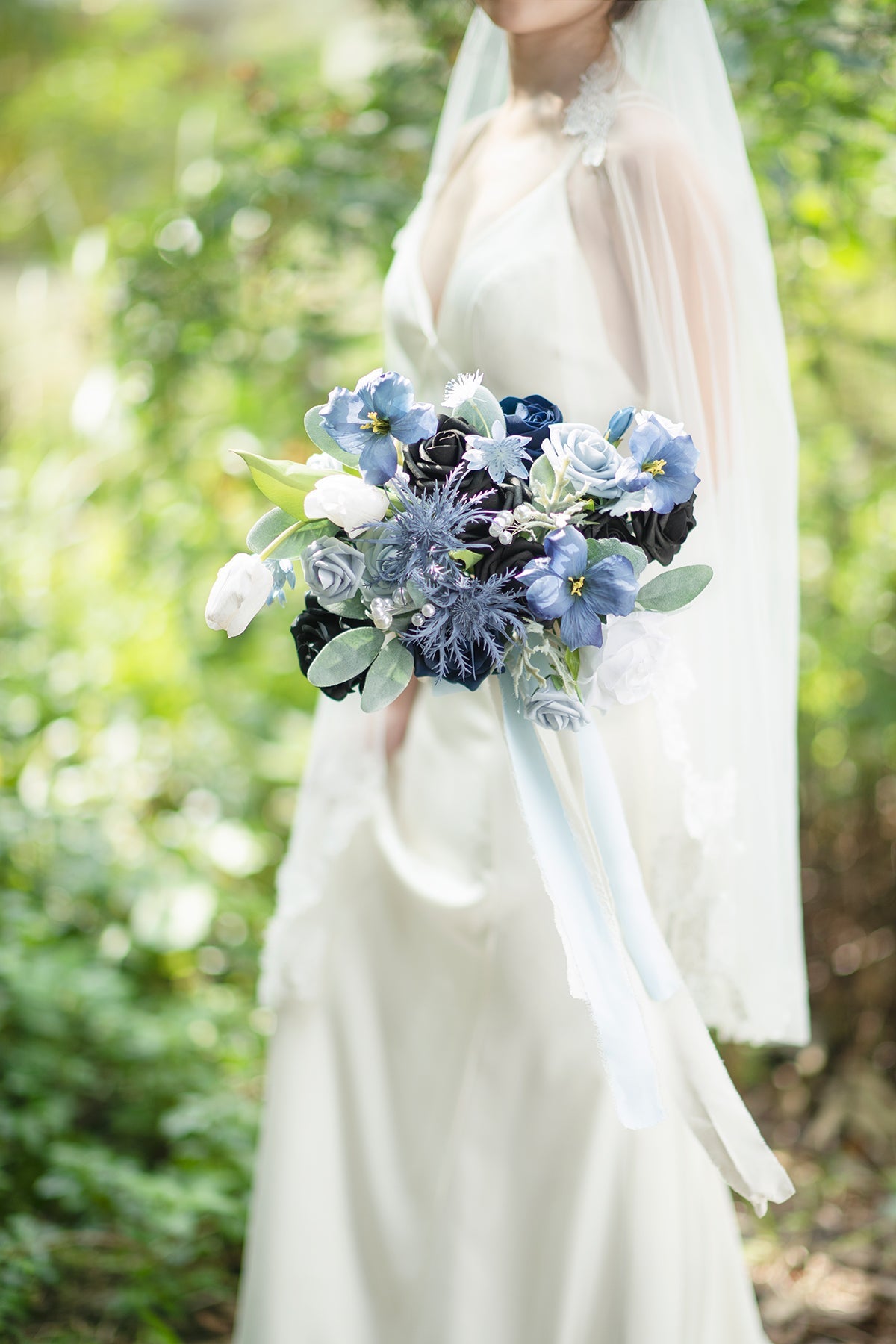 Dusty Blue & Navy Designer Flower Boxes