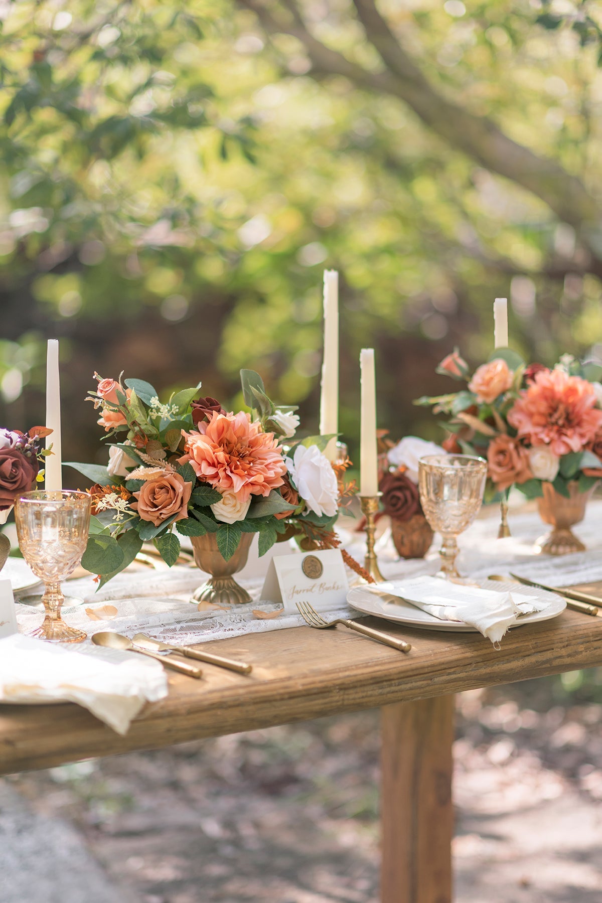Large Floral Centerpiece Set in Sunset Terracotta