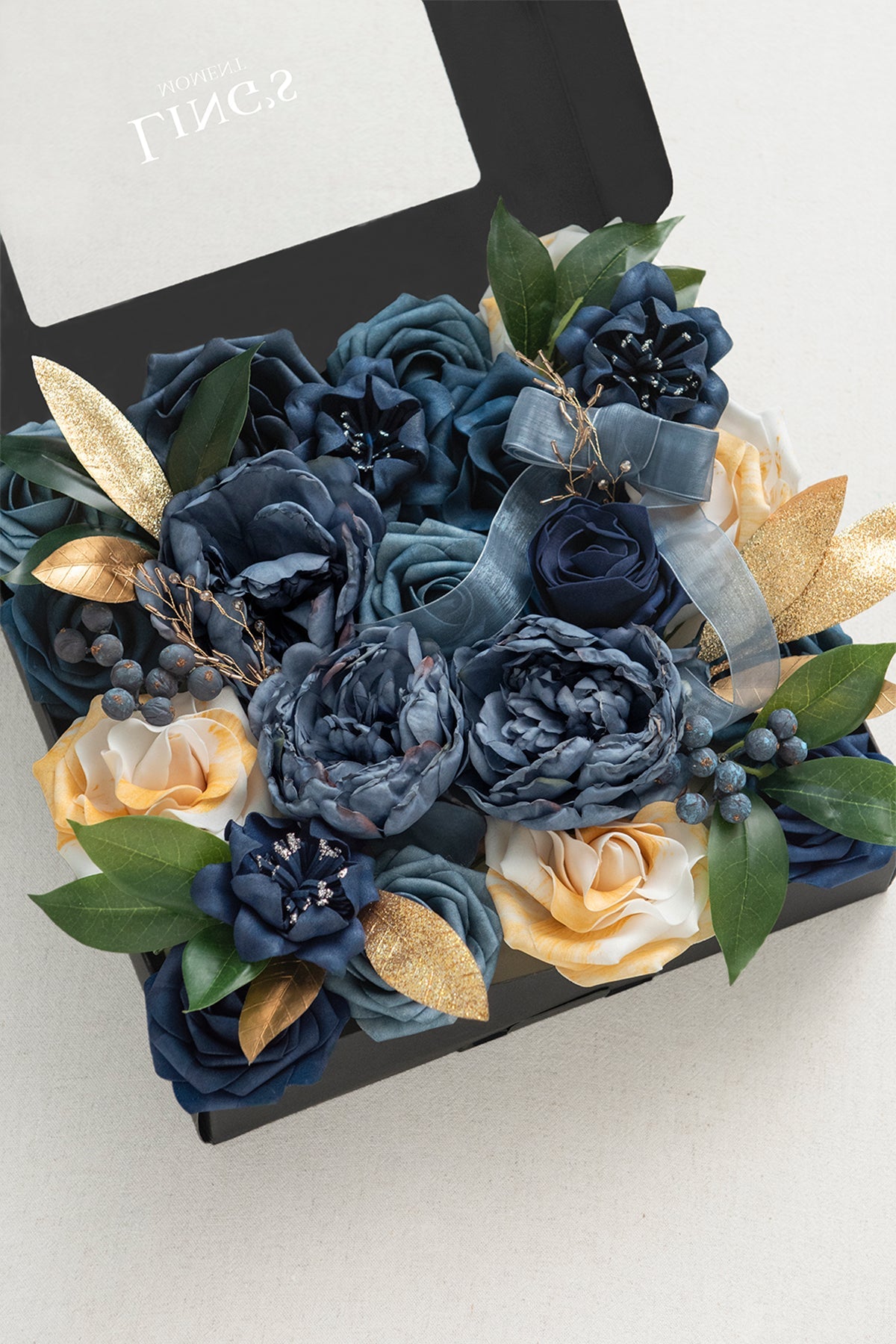 Dusty Blue & Navy Designer Flower Boxes