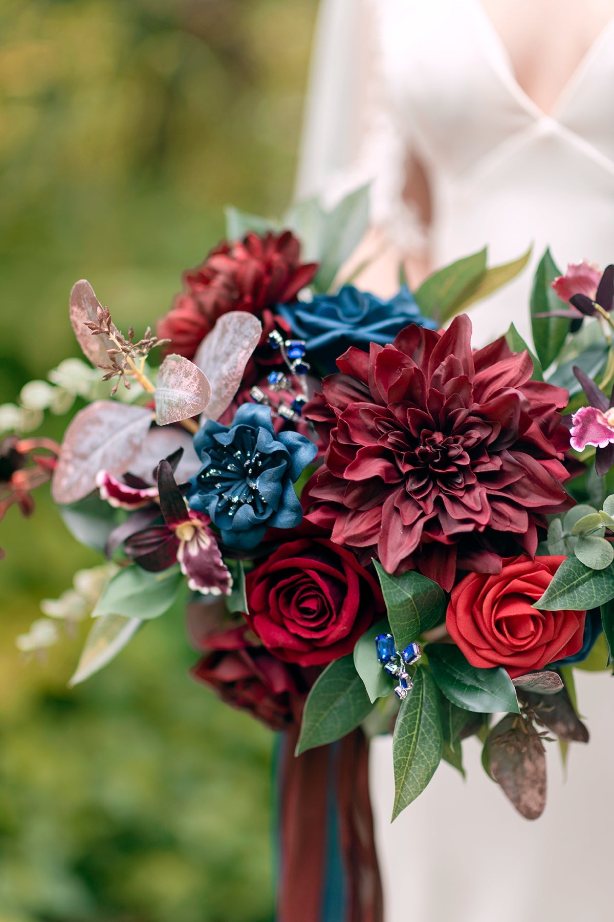 Standard Free-Form Bridal Bouquet in Burgundy & Navy