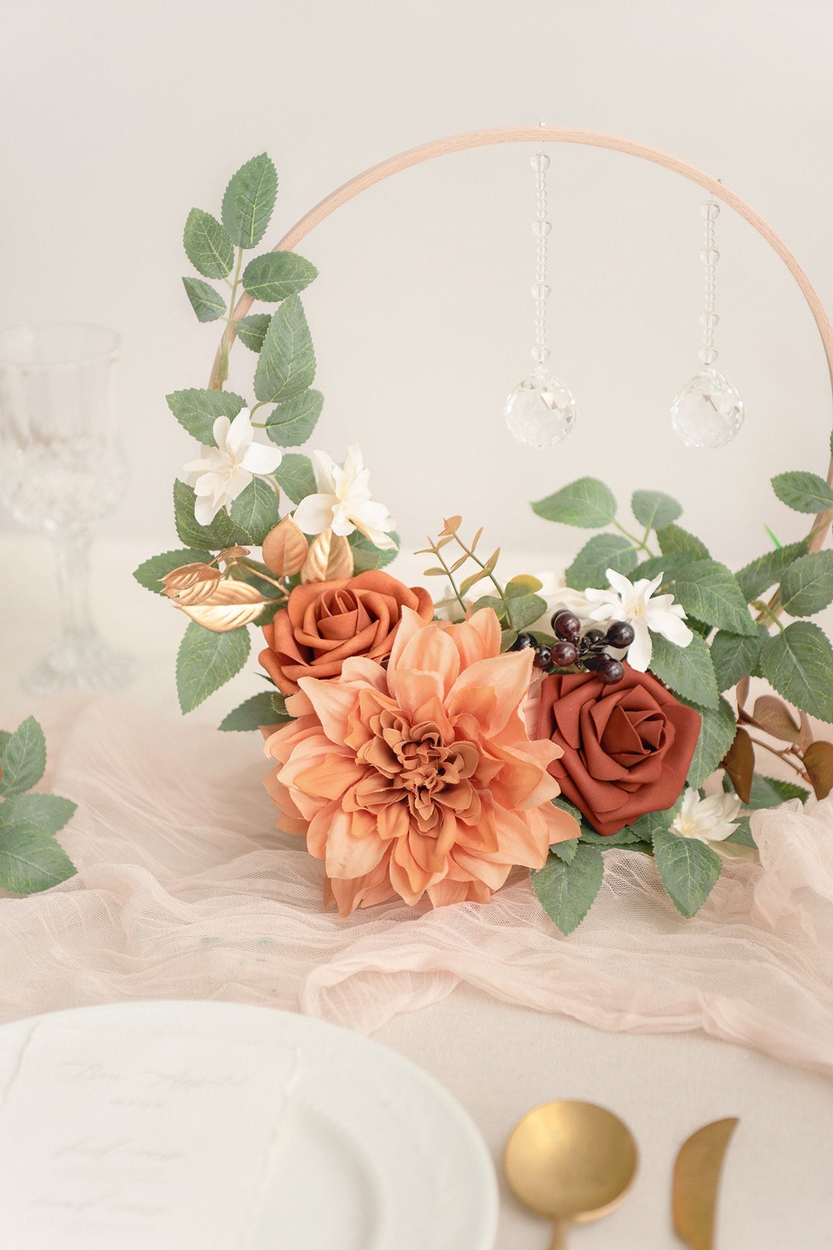 Wreath Hoop Centerpiece Set in Sunset Terracotta
