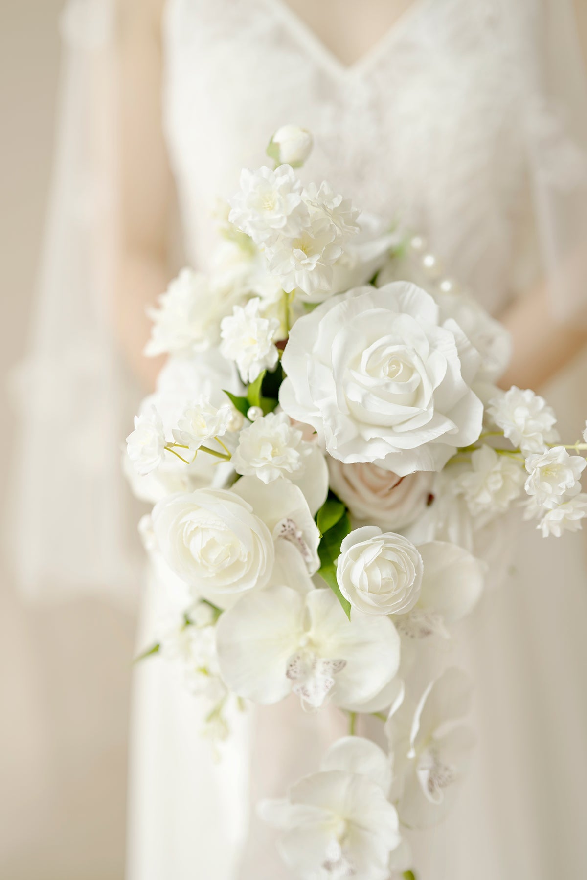 Standard Cascade Bridal Bouquet in White