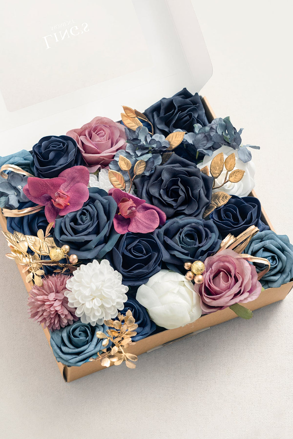 Dusty Blue & Navy Designer Flower Boxes