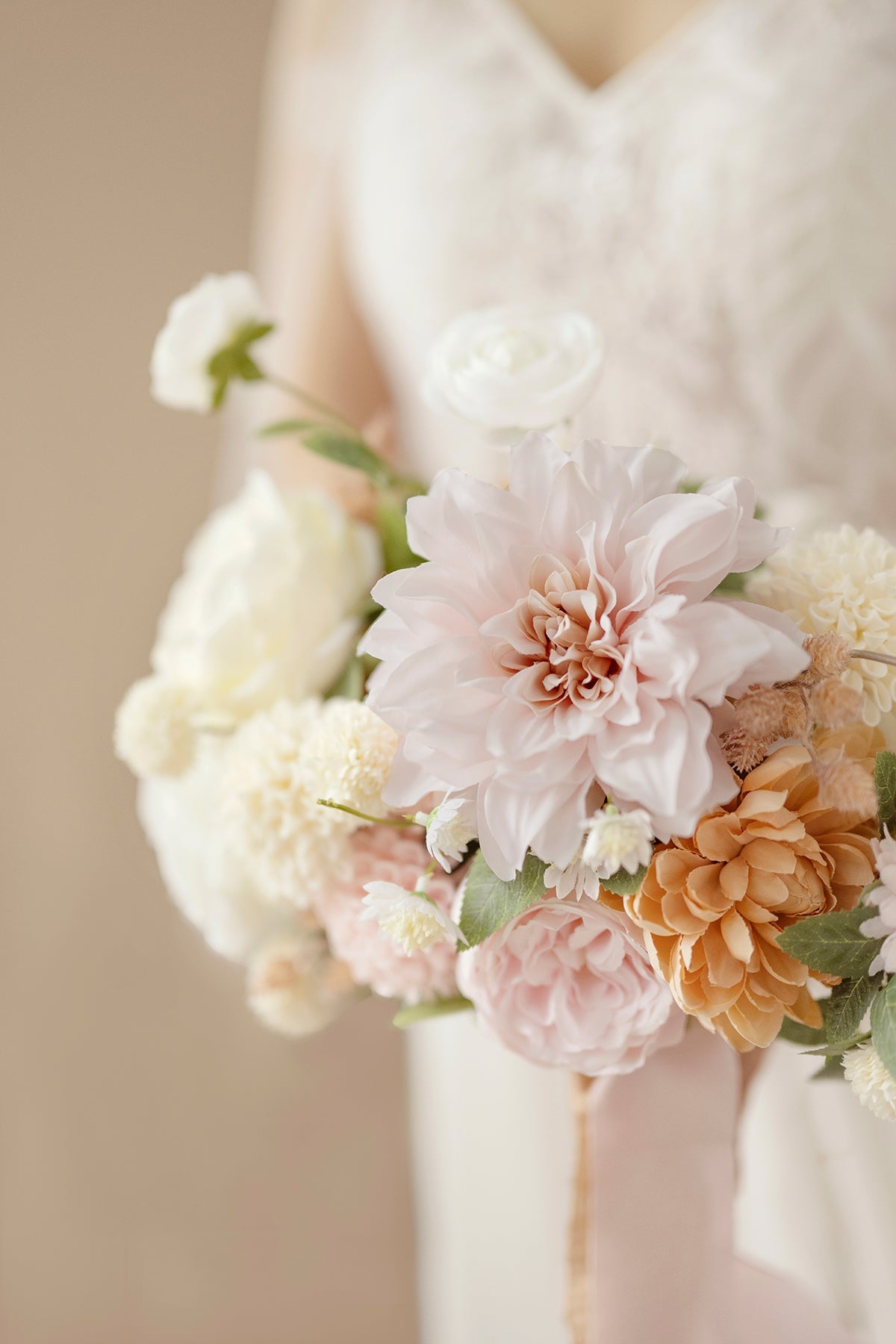 Standard Free-Form Bridal Bouquet in Blush & Terracotta