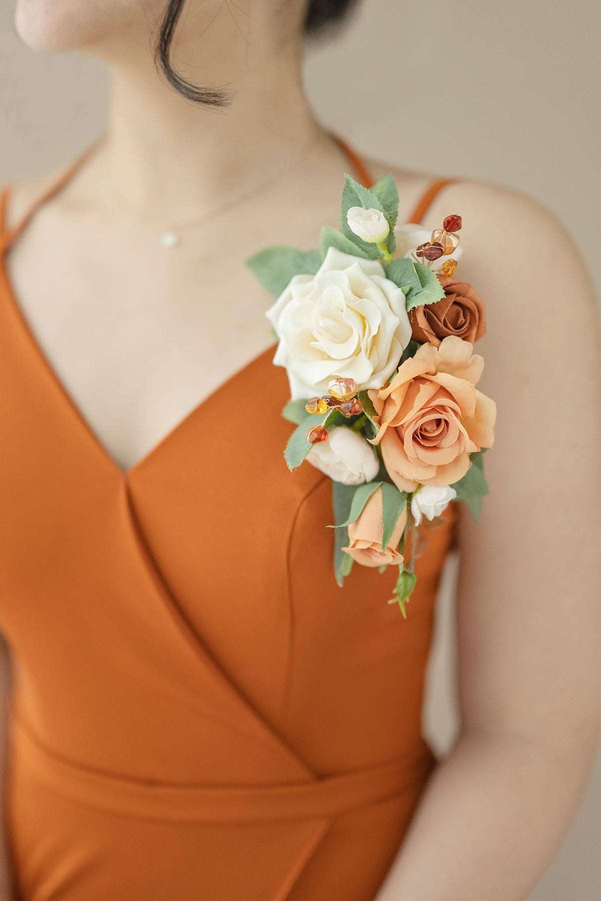 Shoulder Corsages in Sunset Terracotta
