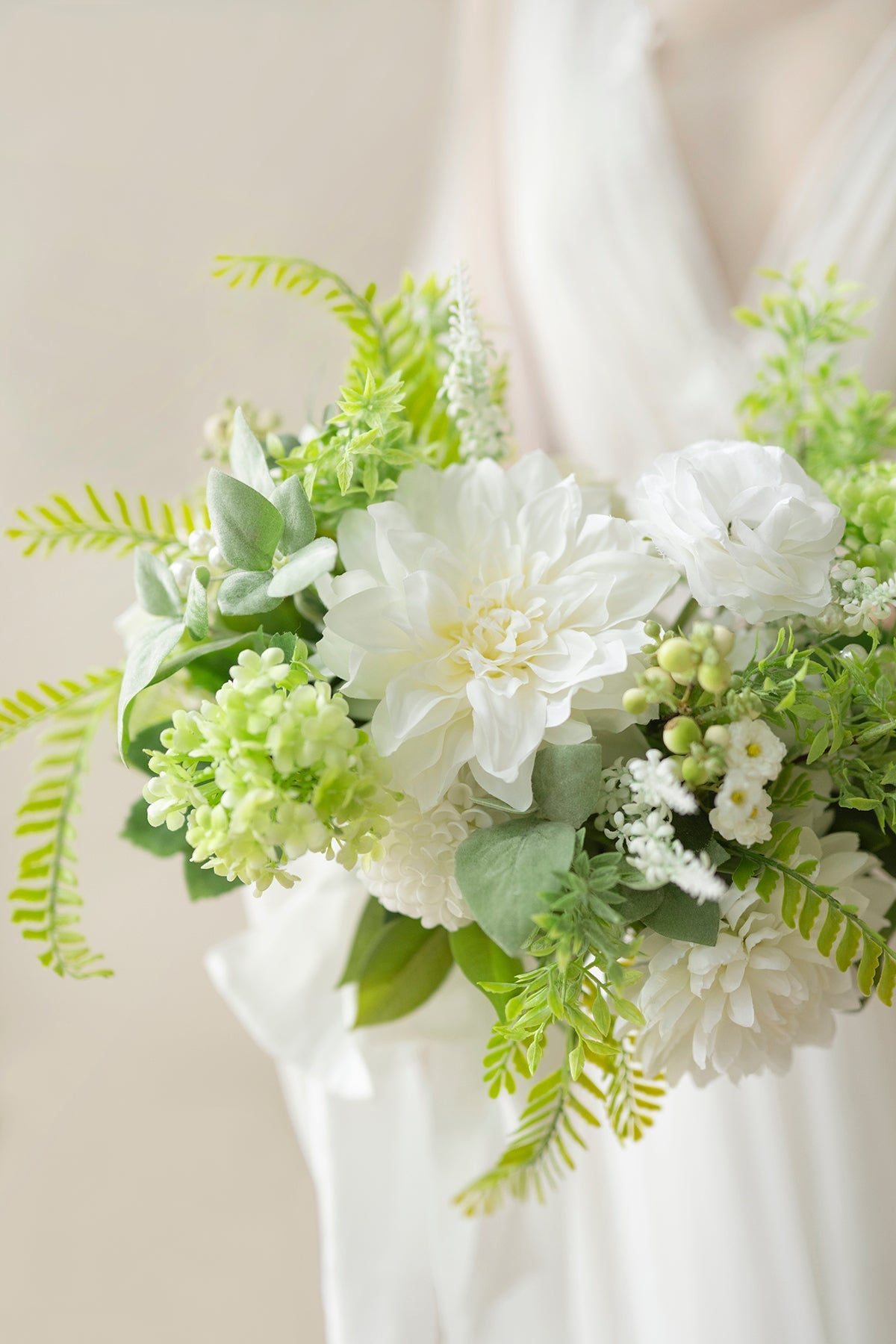 Standard Free-Form Bridal Bouquet in White & Green