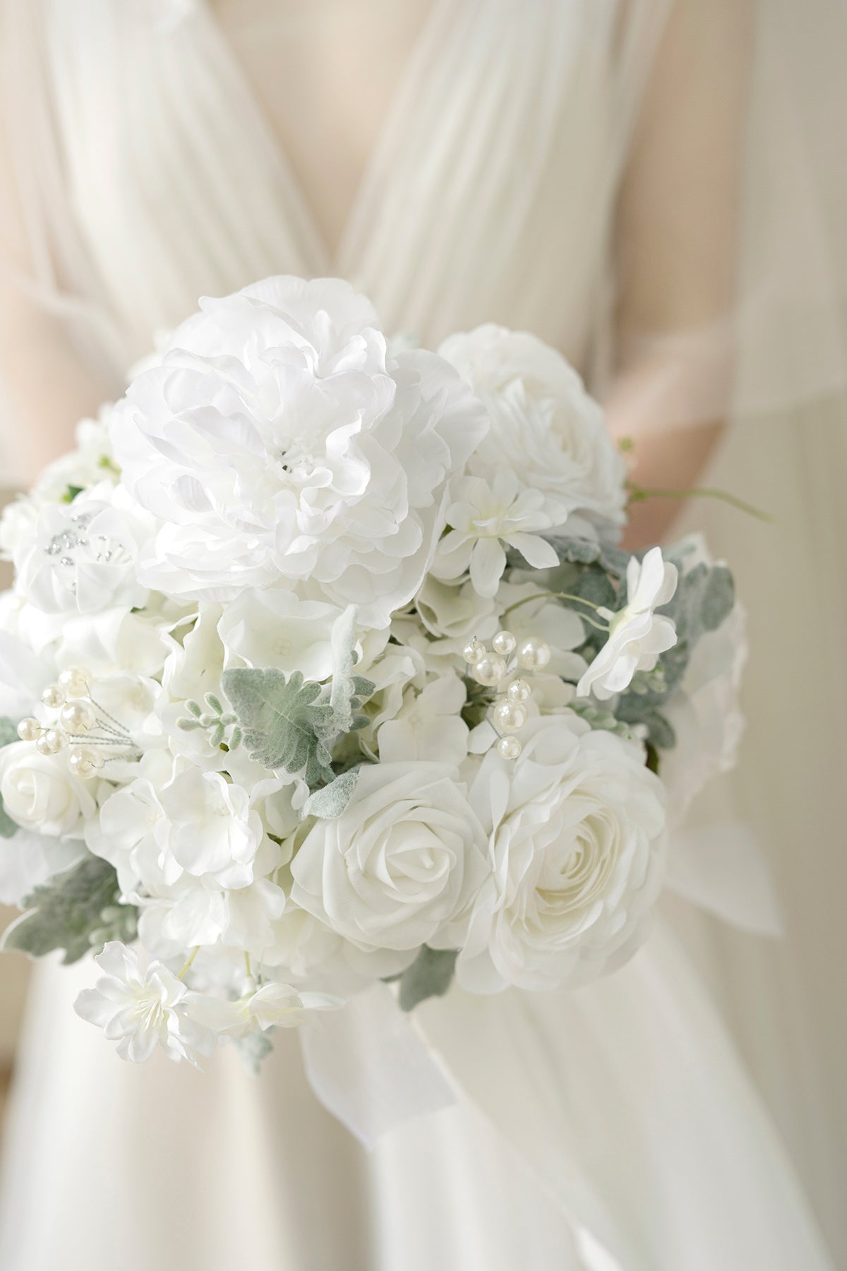 Standard Round Bridal Bouquet in White