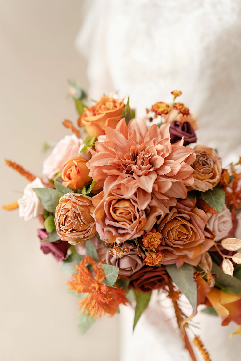 Standard Cascade Bridal Bouquet in Burnt Orange
