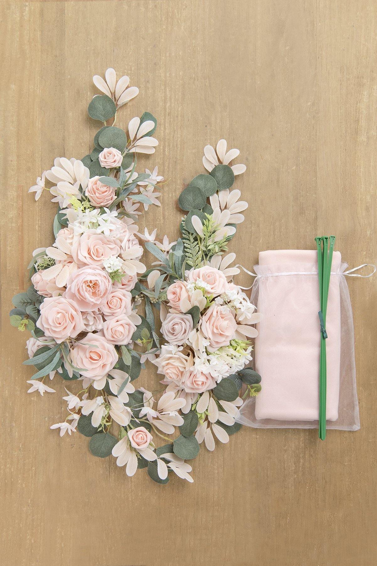 Flower Arch Décor with Sheer Drape (Set of 2) - Dreamy Blush - lingsDev