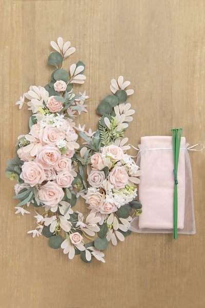 Flower Arch Décor with Sheer Drape (Set of 2) - Dreamy Blush - lingsDev