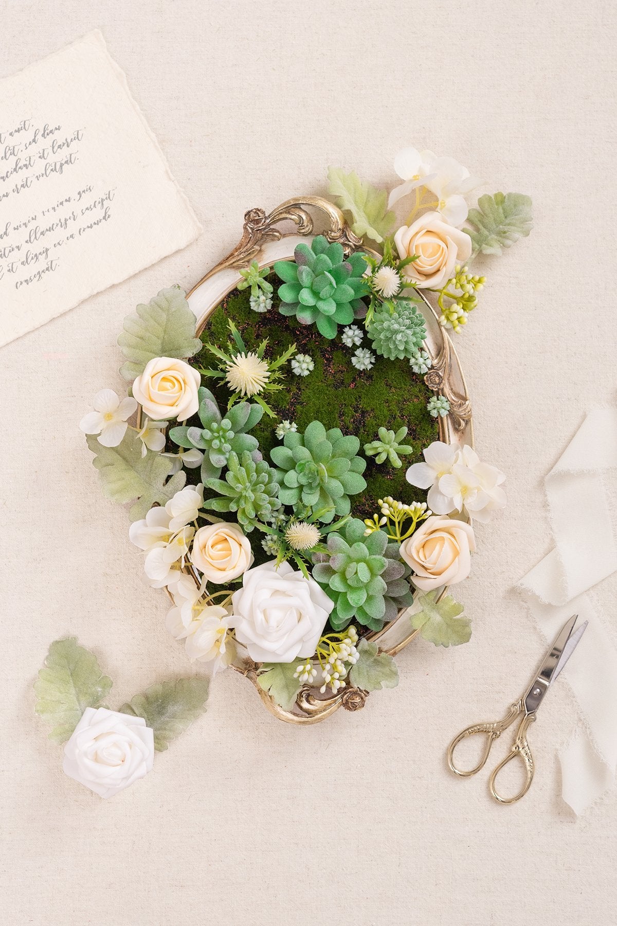 White & Beige Flowers & Greenery for DIY - lingsDev