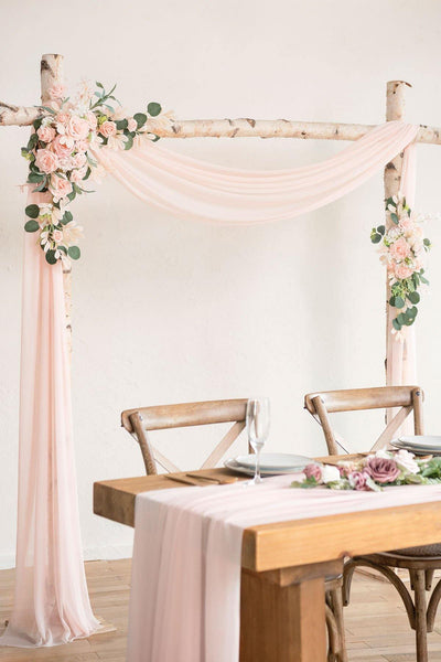 Flower Arch Décor with Sheer Drape (Set of 2) - Dreamy Blush - lingsDev