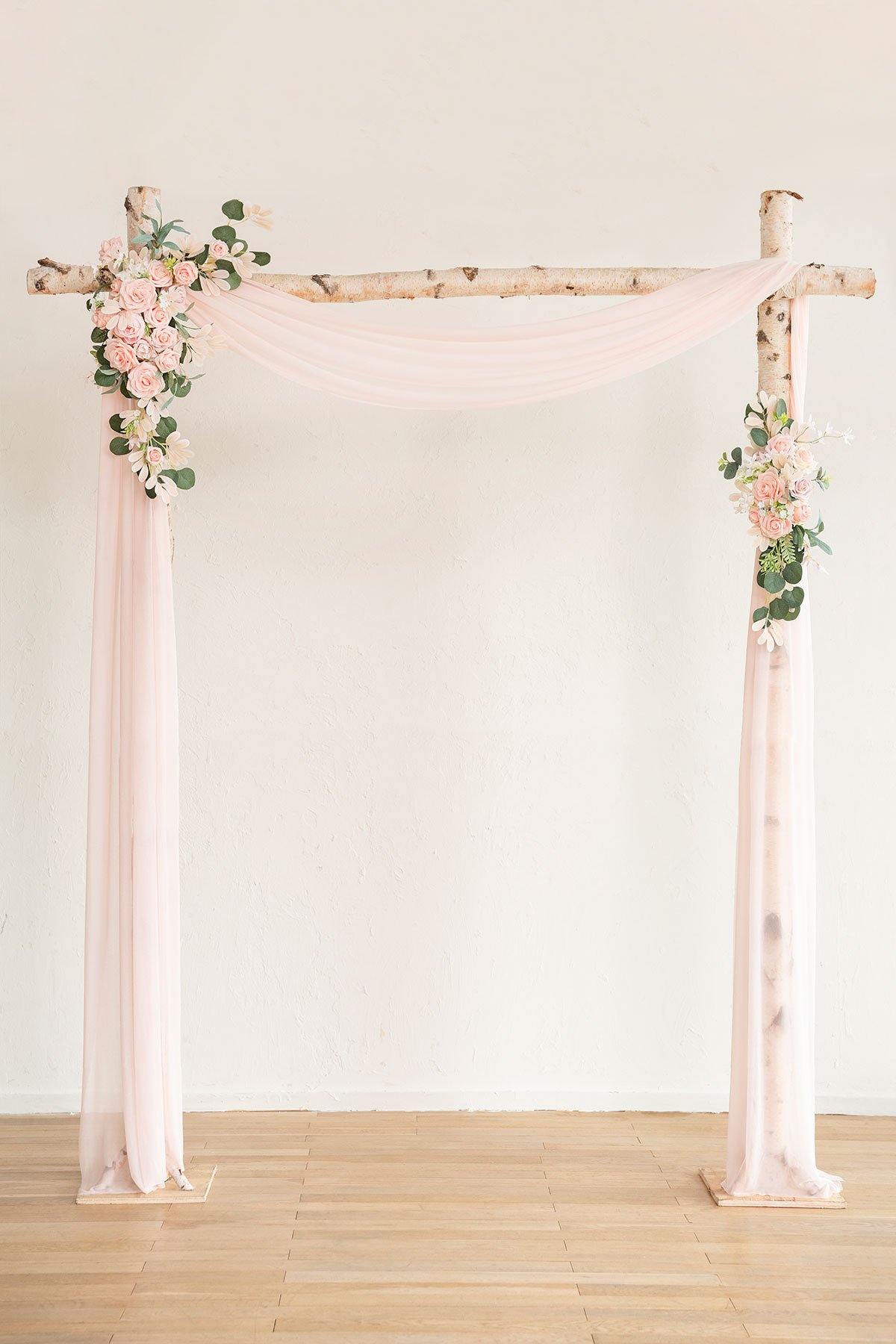 Flower Arch Décor with Sheer Drape (Set of 2) - Dreamy Blush - lingsDev