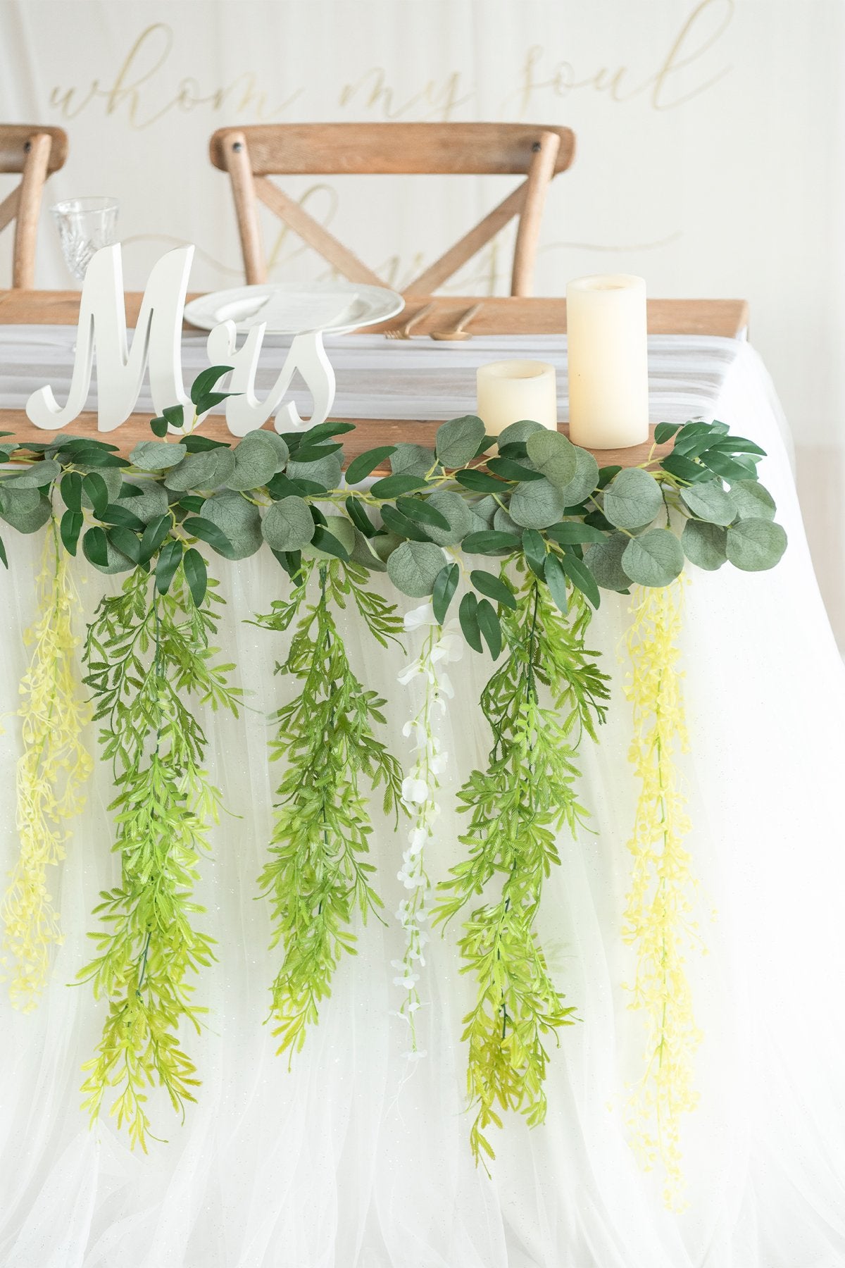 Eucalyptus and Willow Leaf Garland 6.5FT with Hanging Vines - lingsDev