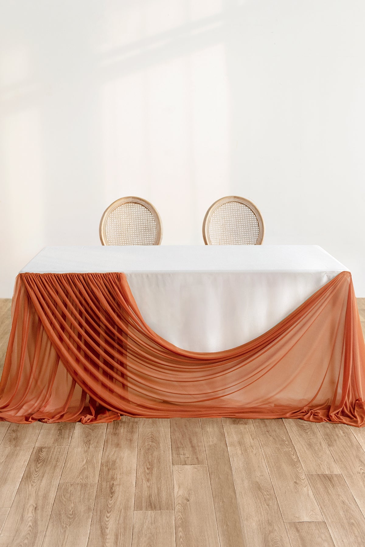 Table linens in Sunset Terracotta