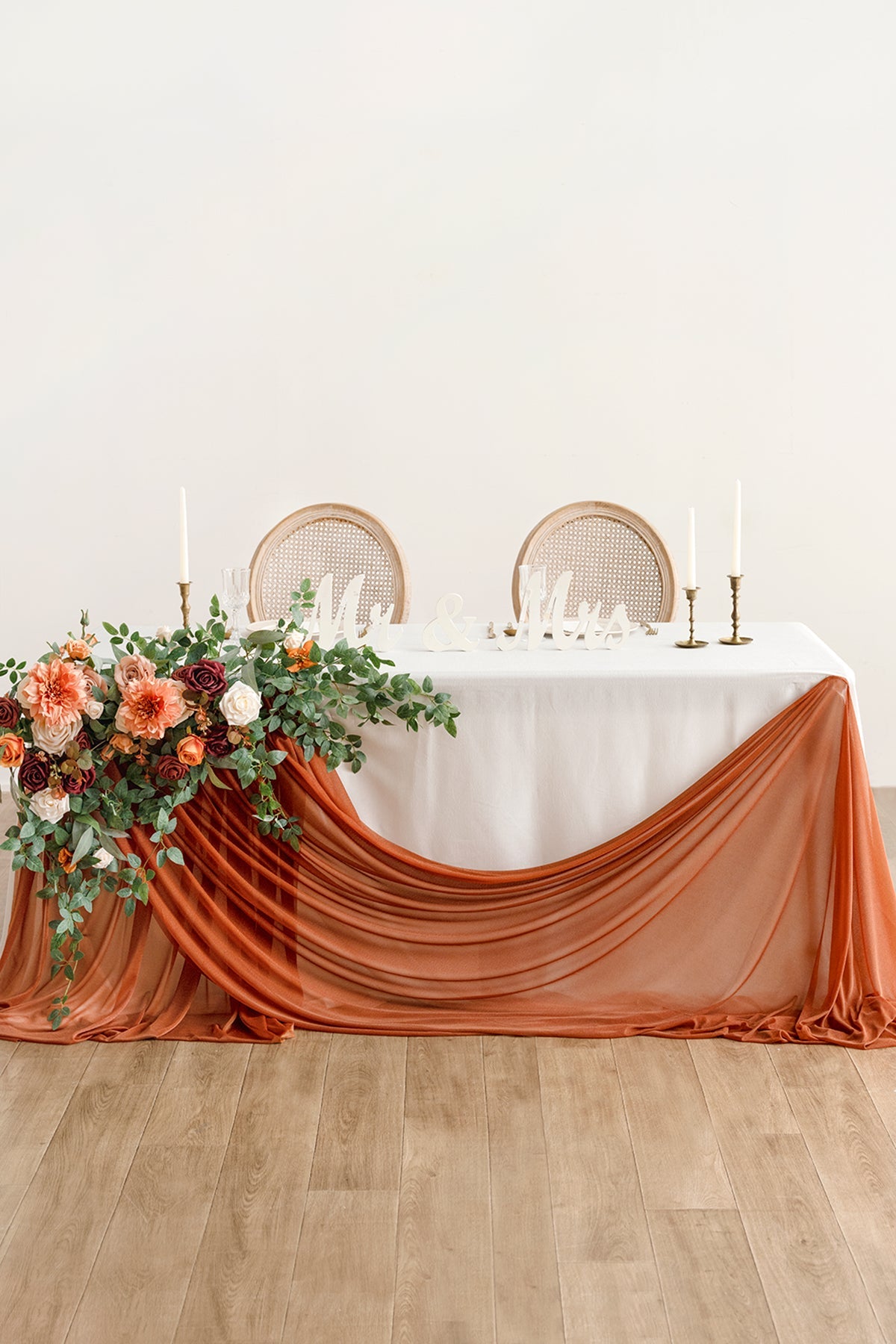 Table linens in Sunset Terracotta