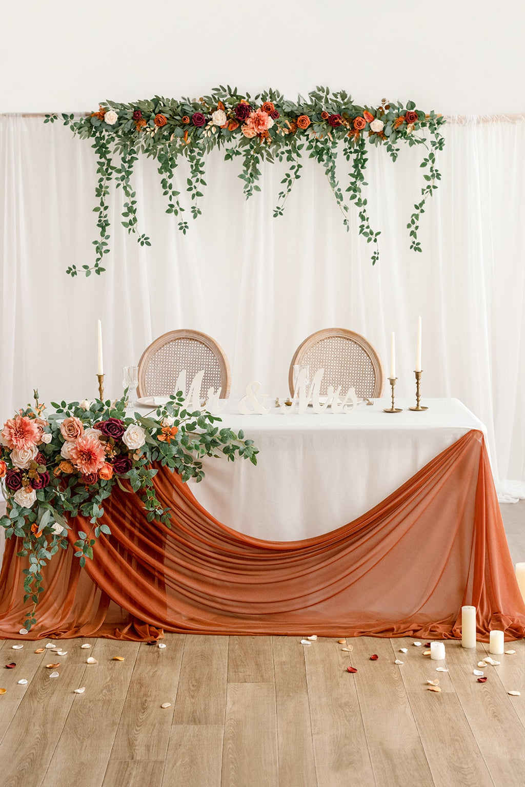 Table linens in Sunset Terracotta