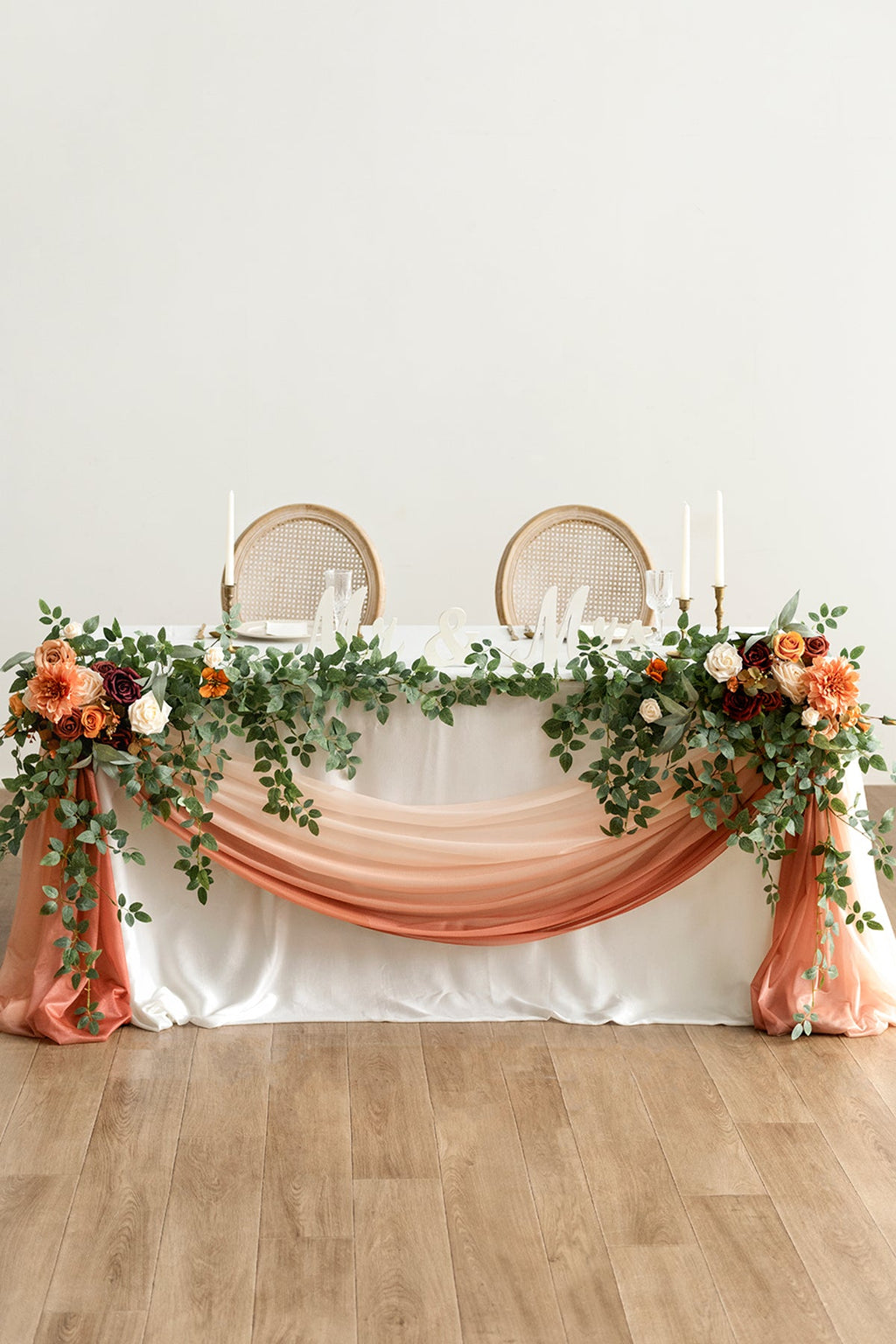 Table linens in Sunset Terracotta