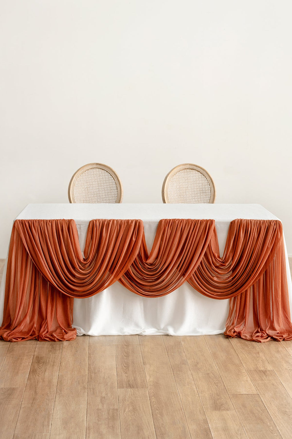 Table linens in Sunset Terracotta