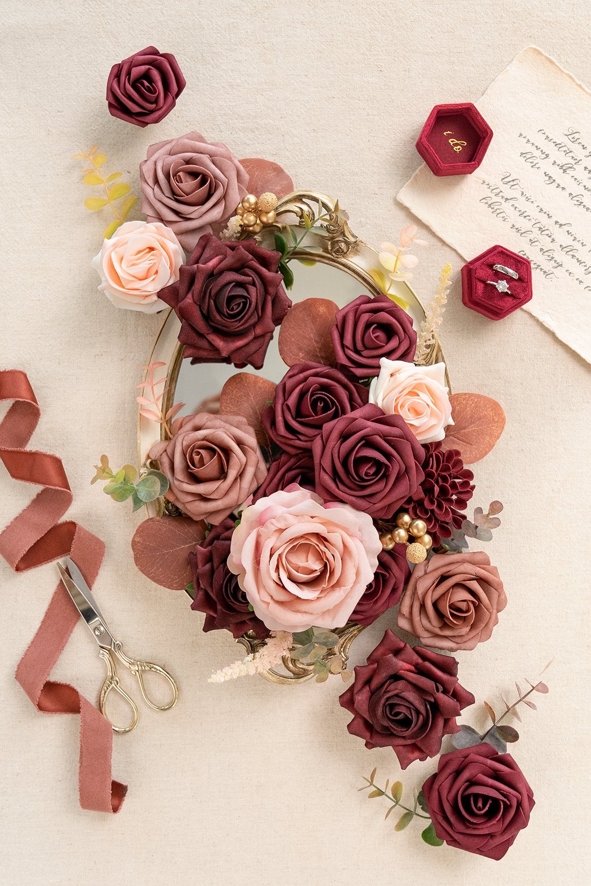 Burgundy & Marsala Flowers Box Set - 26 Styles - lingsDev