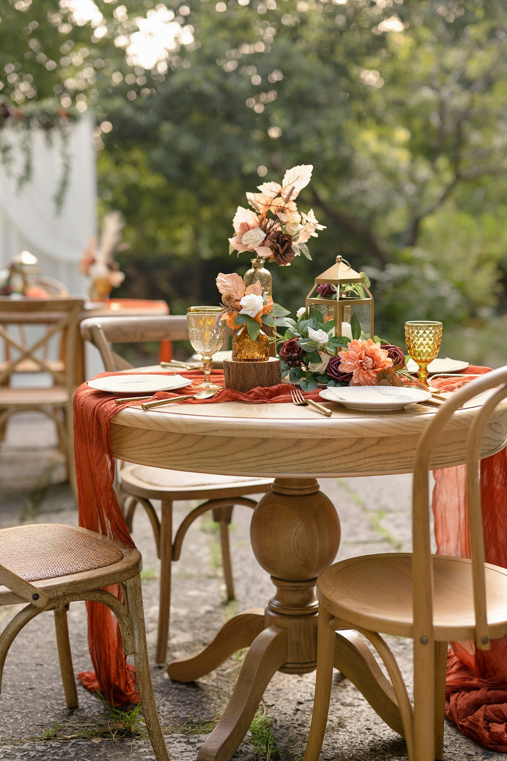 Table linens in Sunset Terracotta