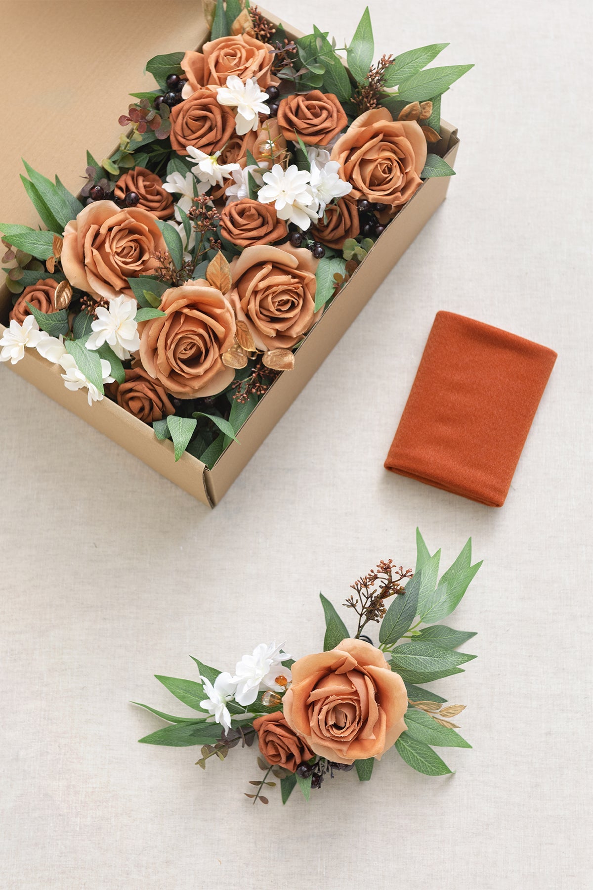 Wedding Aisle Floral Decoration with Drapes in Sunset Terracotta