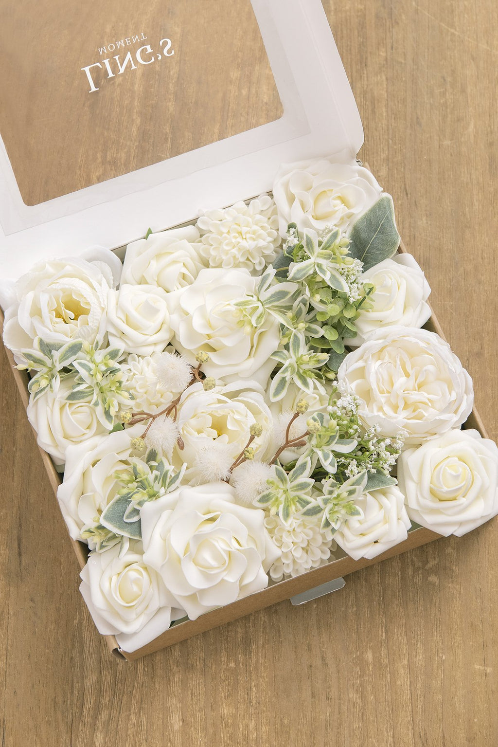 White & Beige Flowers & Greenery for DIY - lingsDev