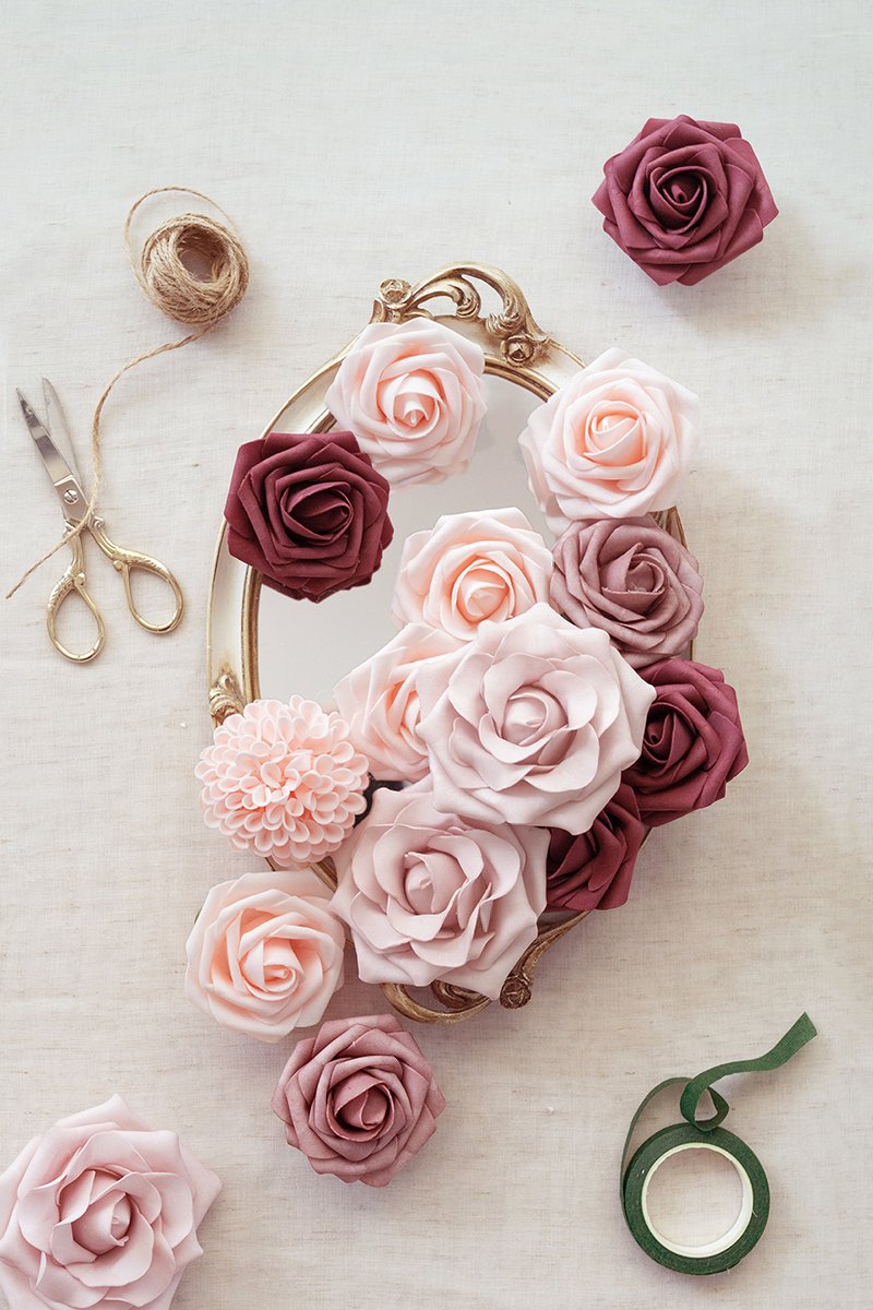 Burgundy & Marsala Flowers Box Set - 26 Styles - lingsDev