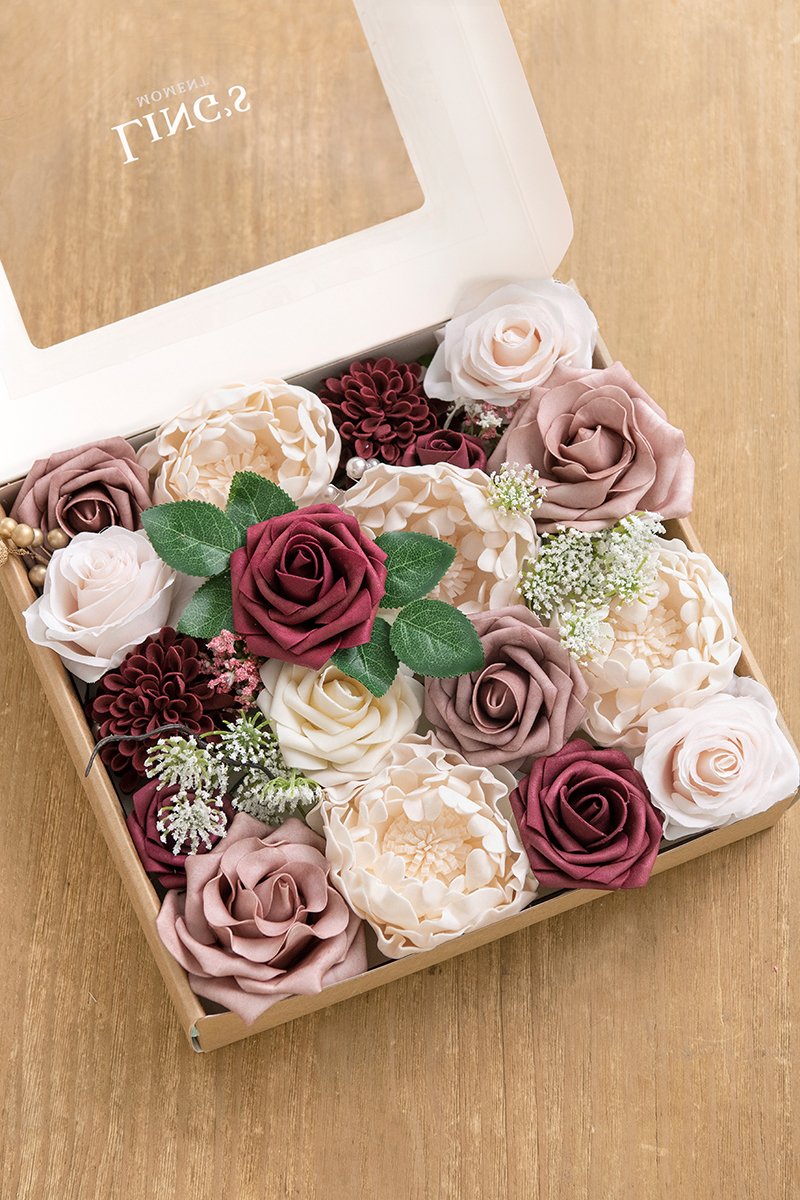 Burgundy & Marsala Flowers Box Set - 26 Styles - lingsDev