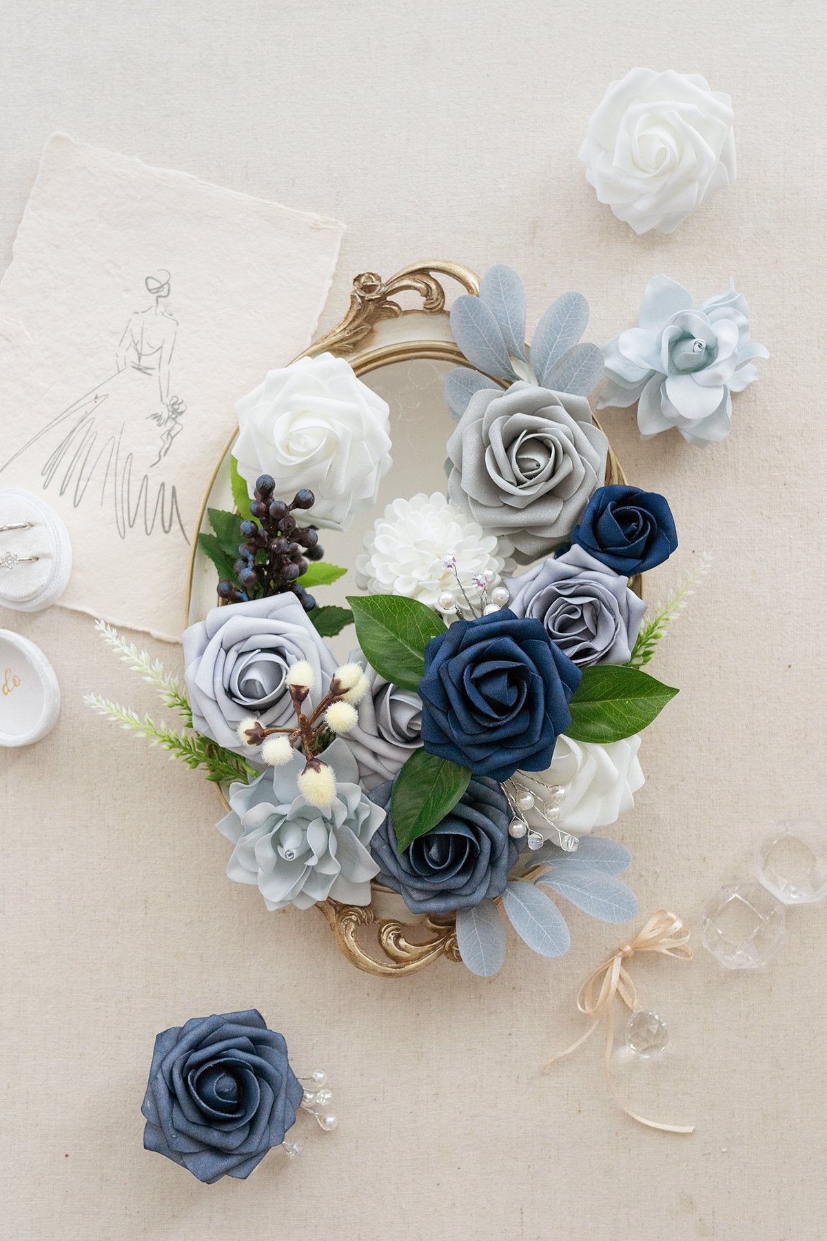 Dusty Blue Flowers Box Set - 11 Styles - lingsDev