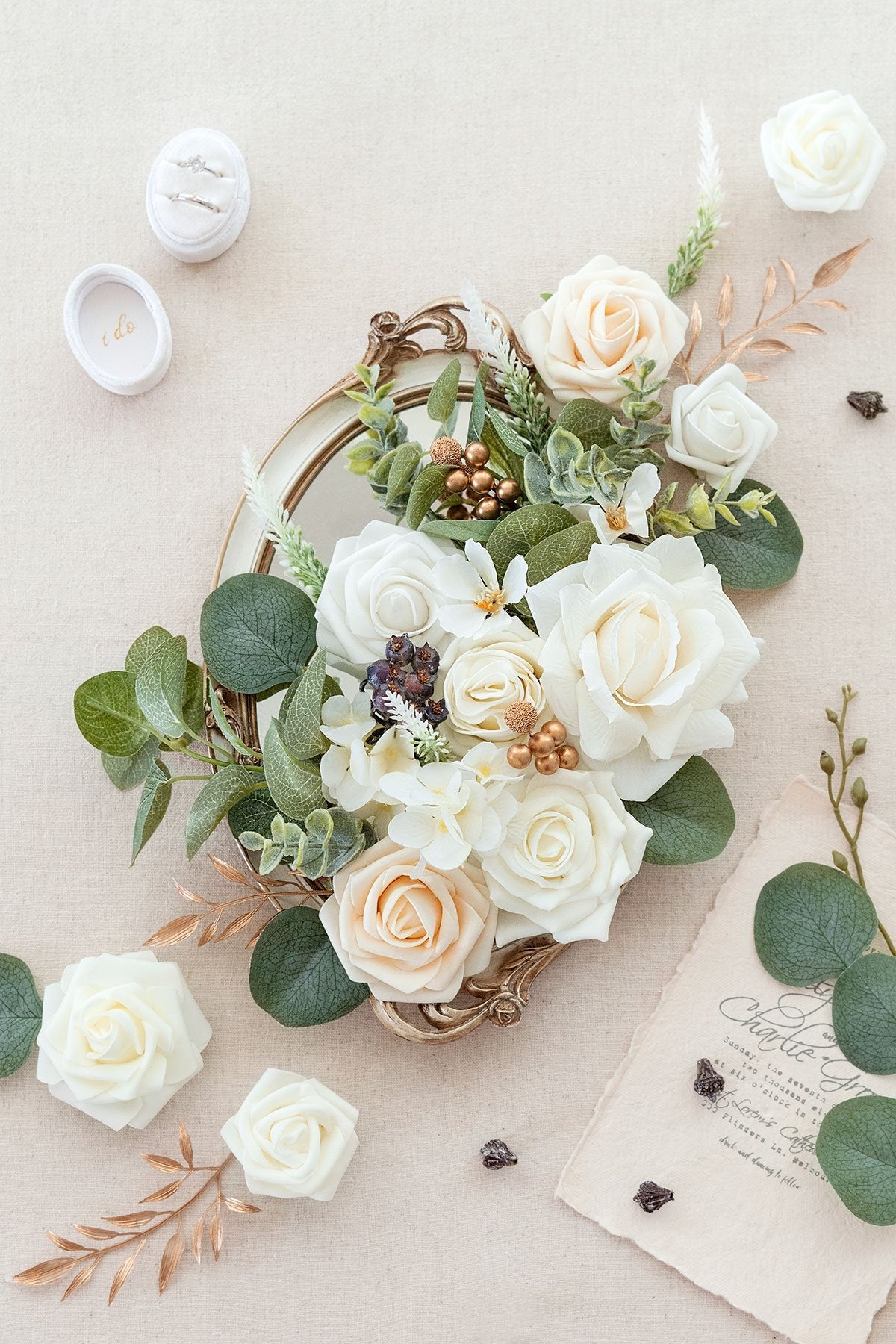 White & Beige Flowers & Greenery for DIY - lingsDev