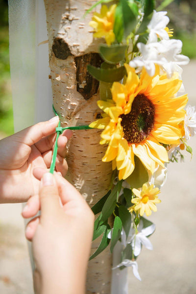 Flower Arch Décor with Sheer Drape (Set of 2) - Bright Sunflower - lingsDev