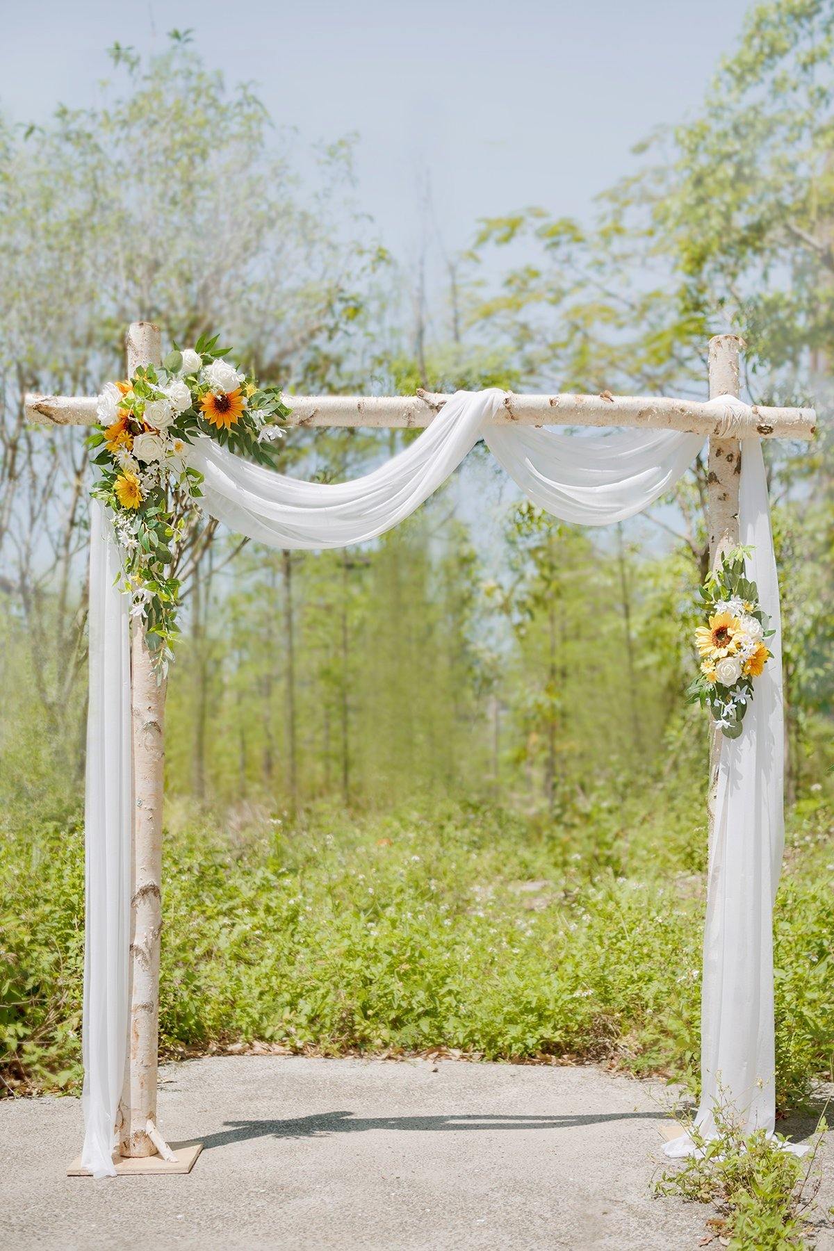 Flower Arch Décor with Sheer Drape (Set of 2) - Bright Sunflower - lingsDev