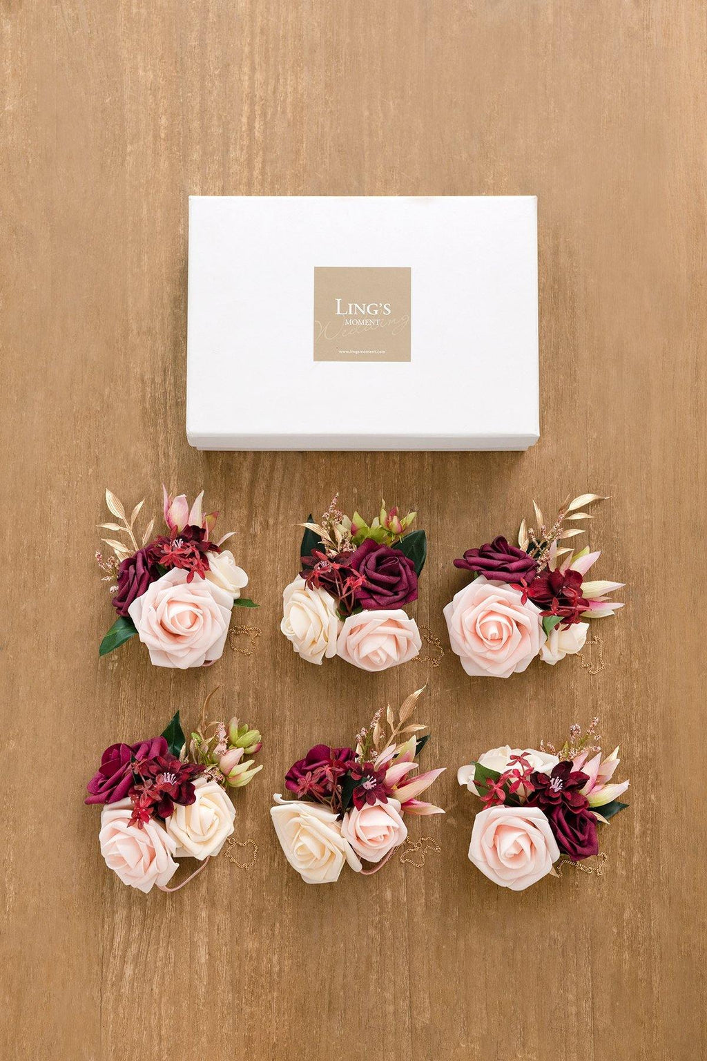 Wrist Corsages (Set of 6) - Marsala - lingsDev