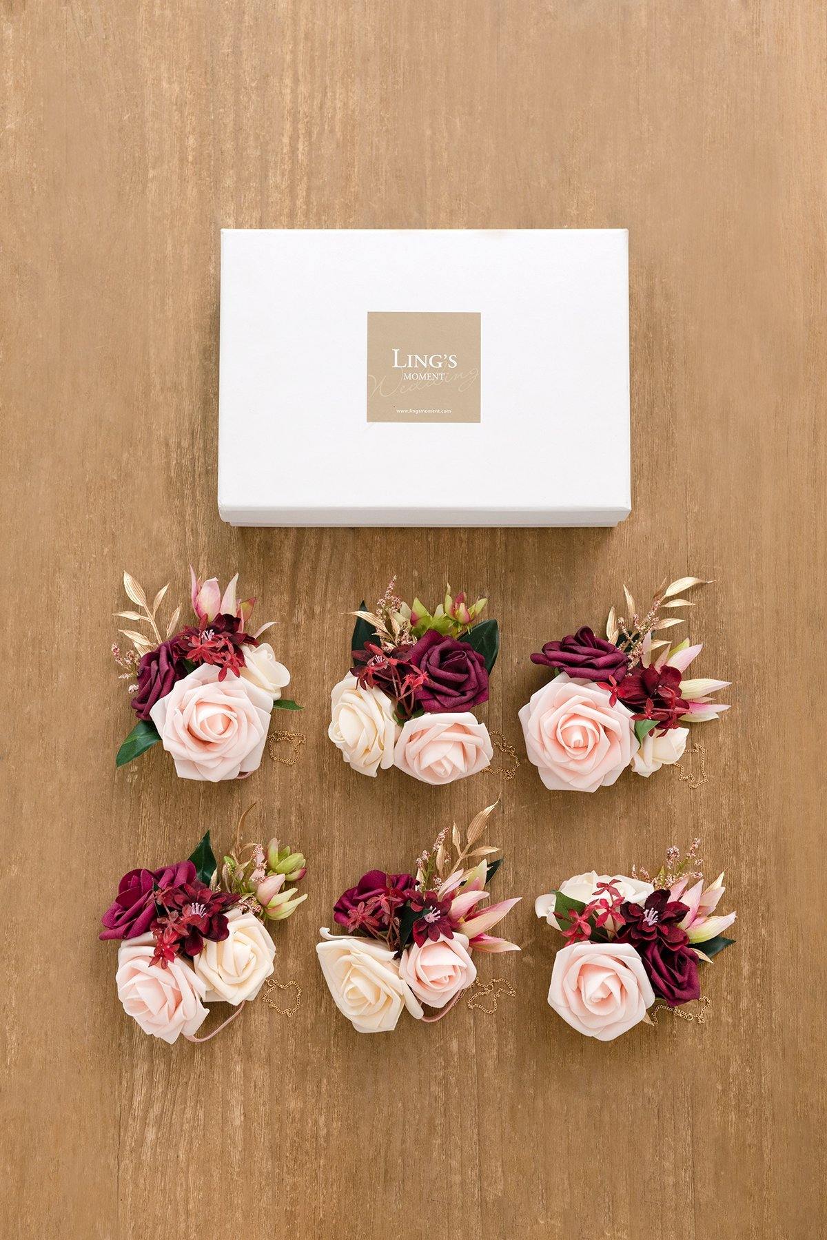 Wrist Corsages (Set of 6) - Marsala - lingsDev