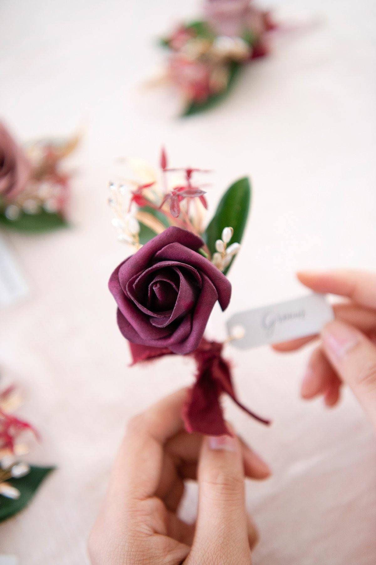 Wedding Boutonnieres (Set of 6) - Marsala & Dusty Rose - lingsDev
