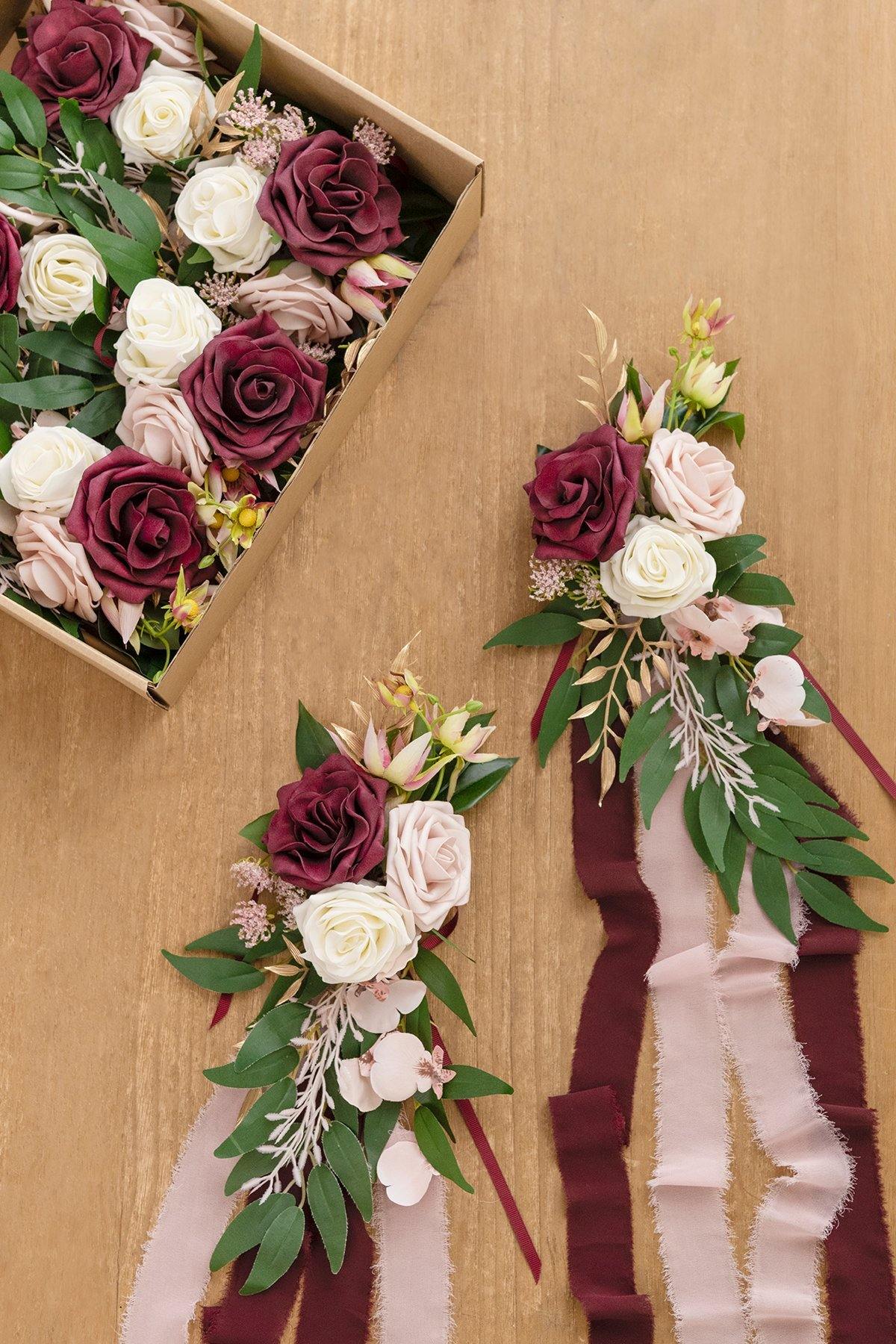 Wedding Aisle Decoration Pew Flowers (Set of 8) - Marsala - lingsDev