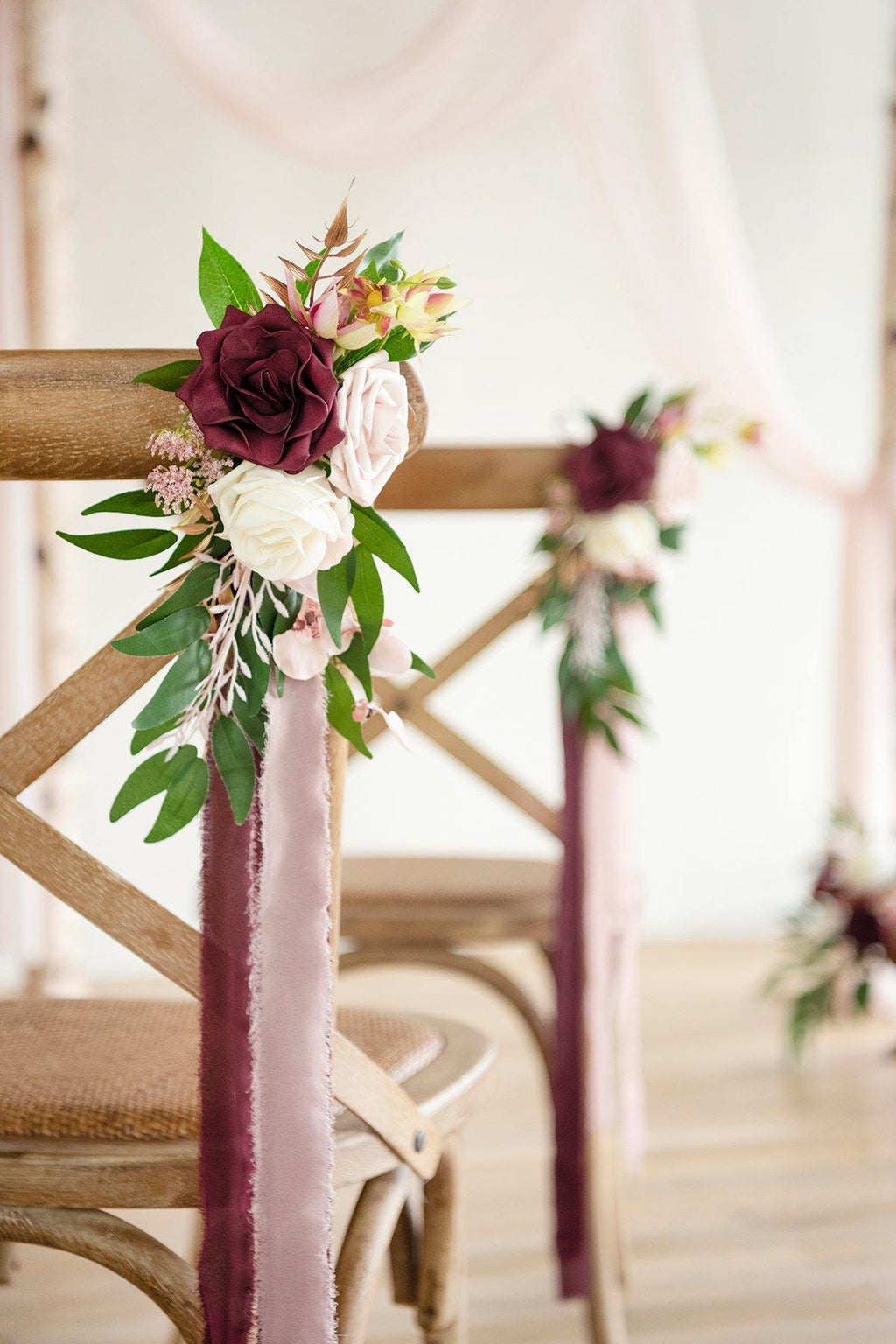 Wedding Aisle Decoration Pew Flowers (Set of 8) - Marsala - lingsDev
